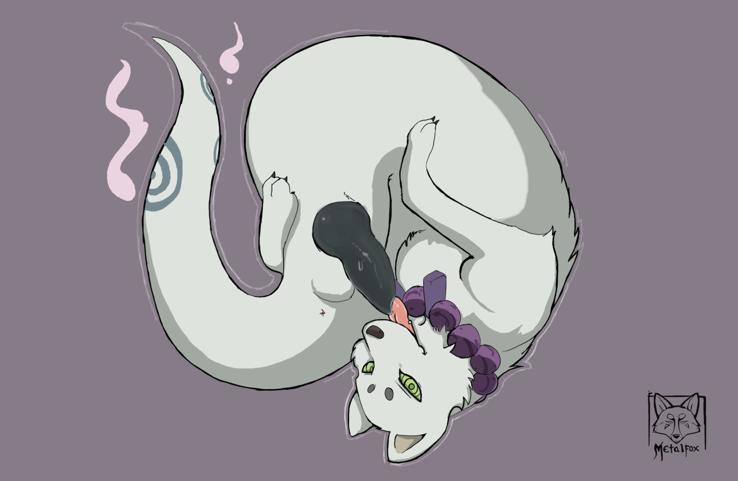 animal_genitalia animal_penis auto_penis_lick autofellatio ayakashi balls canid canine canine_genitalia canine_penis canis collar domestic_dog e621 erection feral fur genitals green_eyes hi_res kekkaishi knot licking looking_at_viewer madarao_(kekkaishi) male mammal masturbation metalfox open_mouth oral oral_masturbation penile penile_masturbation penis self_lick simple_background solo spirit tongue tongue_out white_body white_fur wolf