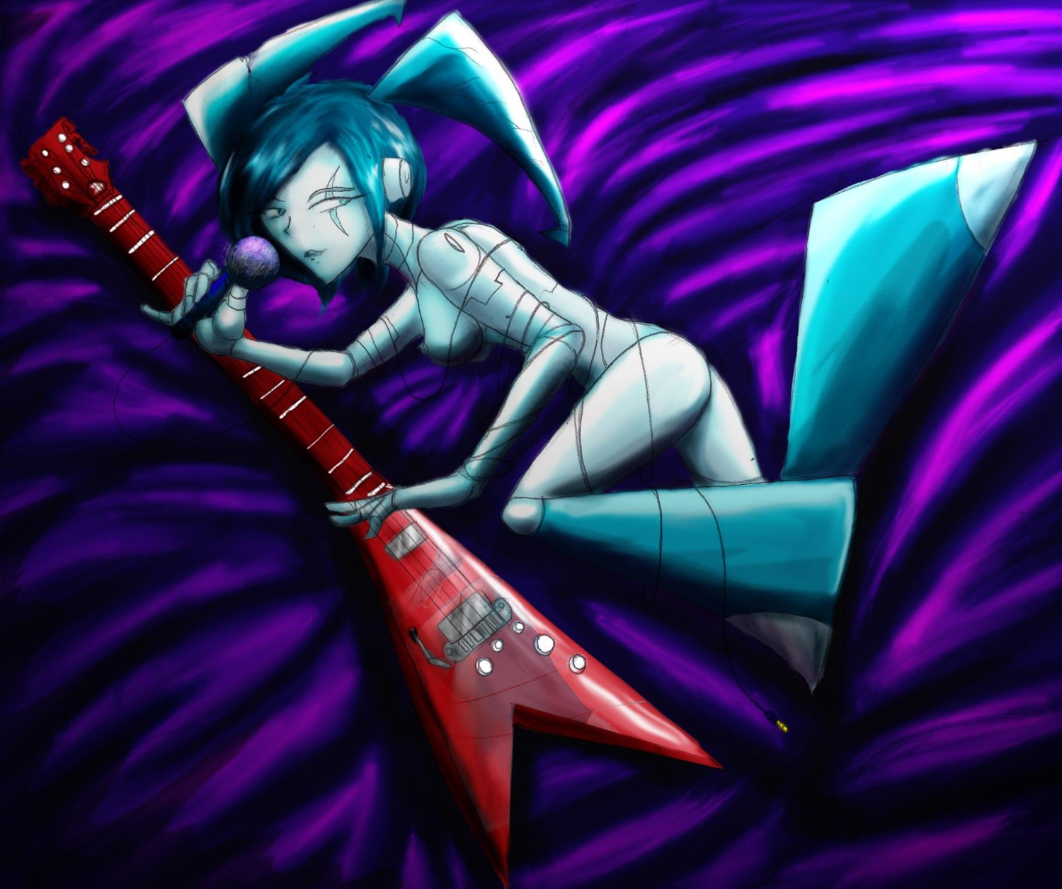 1girls 2d alternate_breast_size breasts capadochio female female_only guitar humanoid jenny_wakeman my_life_as_a_teenage_robot pollitle robot robot_girl robot_humanoid rule34 smooth_skin solo straight_hair tagme