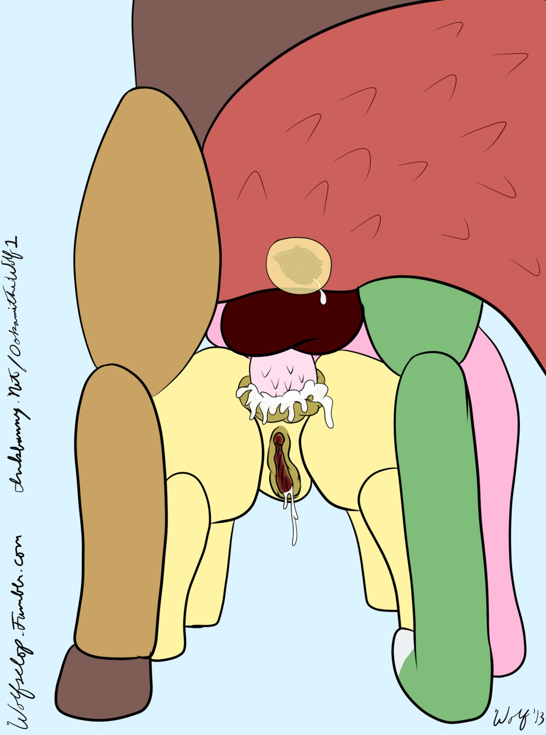 2013 anal anal_penetration anus balls bodily_fluids chimera cum discord_(mlp) draconequus duo e621 equid equine erection female female_penetrated feral fluttershy_(mlp) friendship_is_magic fur genital_fluids genitals hair hasbro hi_res horse interspecies male male/female male_penetrating male_penetrating_female mammal my_little_pony penetration penis pink_hair pony sex tail unknown_artist vulva yellow_body yellow_fur