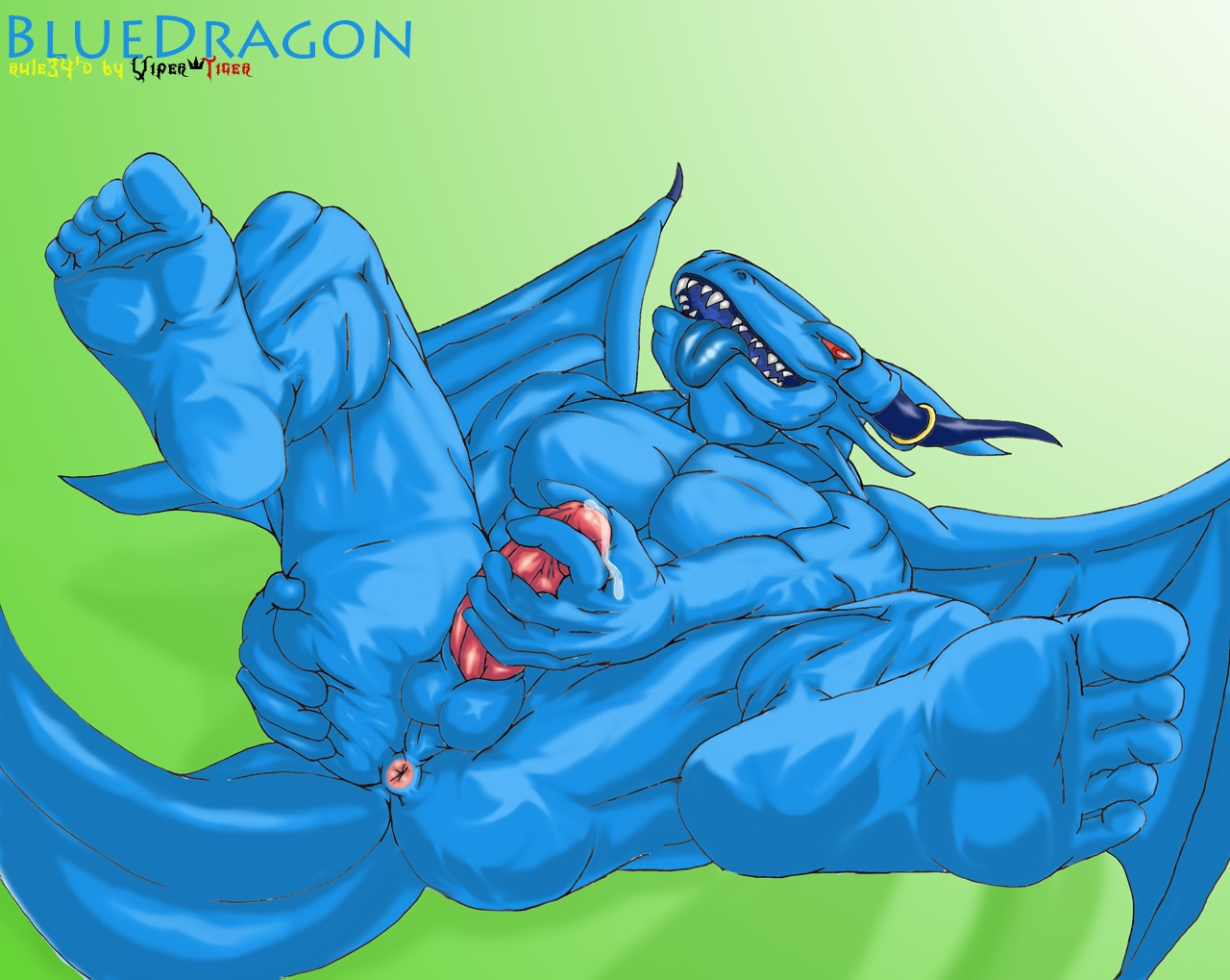 5_toes abs animal_genitalia anthro anus backsack balls biceps big_balls big_muscles big_penis biped blue_body blue_dragon_(character) blue_dragon_(series) blue_skin blue_tongue bodily_fluids butt cum cum_drip cum_on_hand cum_on_penis cum_string darkviperbara dragon dripping e621 ear_piercing erection fangs feet foot_focus foreshortening genital_fluids genitals horn humanoid_feet humanoid_genitalia humanoid_penis looking_at_viewer lying male masturbation membrane_(anatomy) membranous_wings muscular muscular_anthro muscular_male mythological_creature mythological_scalie mythology nude on_back pecs penile penile_masturbation penis piercing plantigrade presenting presenting_hindquarters red_eyes ring scales scalie sheath solo spread_legs spreading tail teeth toes tongue tongue_out vein wings