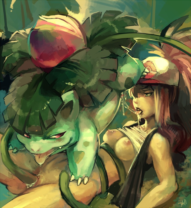 2011 69 blush bottomless breasts cum female flower green_eyes hat hilda_(pokemon) human ivysaur lesbian_with_beast nintendo nipples outside penetration pink_eyes pink_hair pok&eacute;mon_(species) pokemon pokemon_(species) pokemon_bw pokemon_rgby pokephilia purplekecleon pussy pussy_juice rule34 saliva trainer vaginal_penetration vine_insertion vines yuri