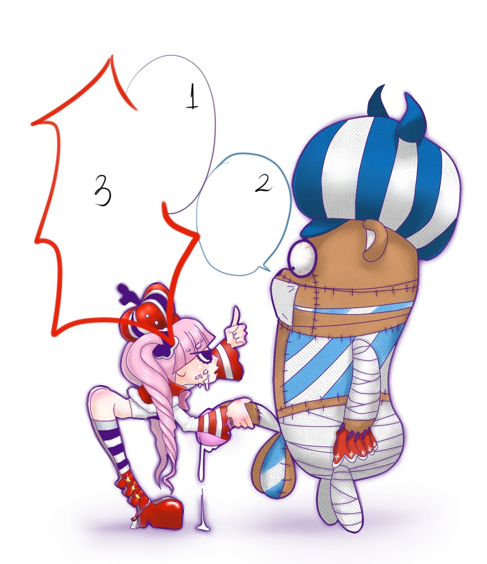 1boy 1girls chibi cute female henti kage_kage_no_mi kumacy male one_piece perona pink_hair rule34 straight_hair striped_legwear twintails undead zombie