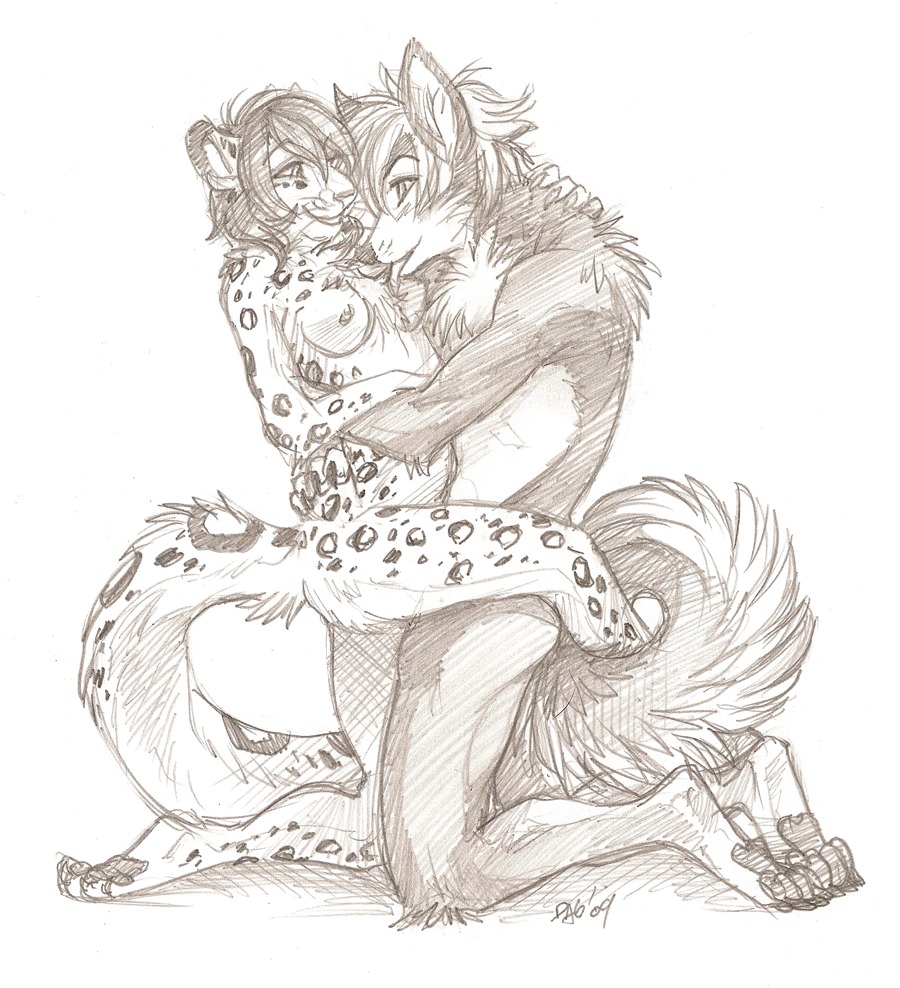 2009 anthro anthro_on_anthro black_and_white breast_lick breast_play breasts canid canine canis dagger_leonelli domestic_dog duo e621 felid female husky interspecies kneeling leopard leopard_spots licking majime male male/female mammal monochrome muse_aluveaux_(character) nipples nordic_sled_dog nude pantherine sex sketch snow_leopard spitz spots tail tongue tongue_out