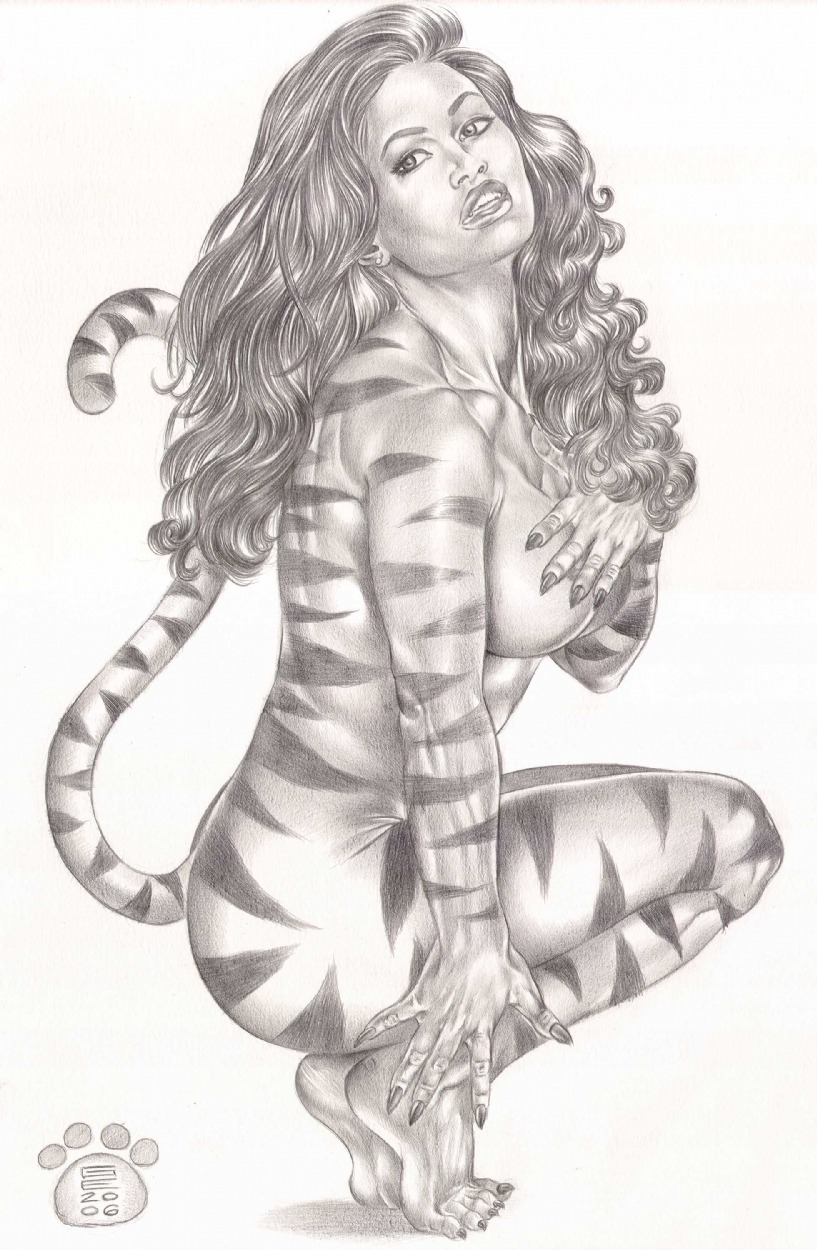 1girls 2006 avengers female female_only gene_espy marvel marvel_comics monochrome rule34 solo tagme tigra