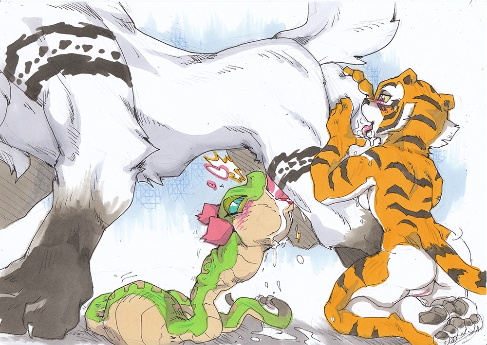 anthro anthro_on_feral backsack ball_fondling ball_lick balls bestiality big_balls black_nose blue_eyes blush bodily_fluids breasts bulge butt canid canine canon_x_oc cum cum_in_mouth cum_inflation cum_inside daigaijin deep_throat dominant dreamworks e621 erection excessive_cum excessive_genital_fluids faceless_character faceless_male felid fellatio female female_anthro female_feral feral feral_on_feral fondling genital_fluids genitals group group_sex heart_symbol inflation interspecies kneeling knot knotting kung_fu_panda larger_dom larger_male licking male male/female male_feral male_penetrating mammal markings master_tigress master_viper messy neck_bulge nude oral oral_knotting oral_penetration pantherine penetration penile penis red_eyes reptile saliva scalie sex size_difference smaller_female snake styx_(jelomaus) threesome tiger tongue tongue_out trio viper vulva
