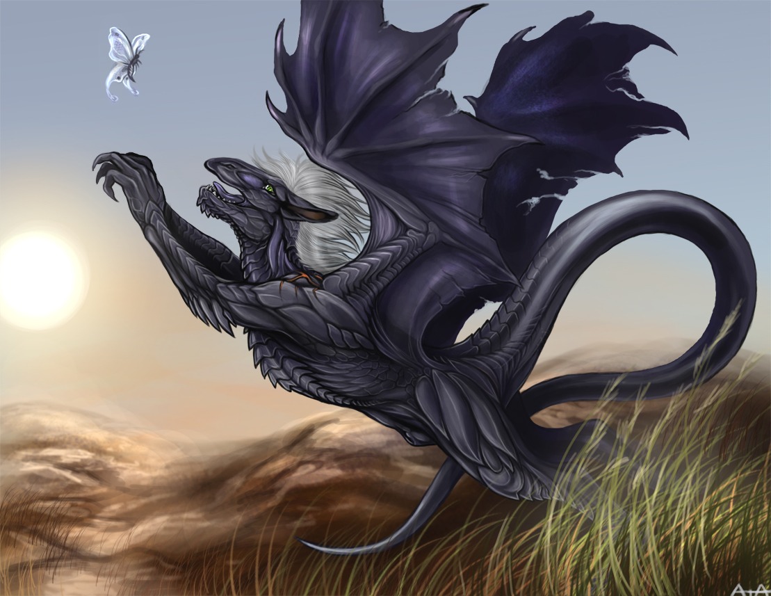 animal_genitalia arthropod black_body black_scales butterfly claws dragon e621 eye_contact feral fully_sheathed genitals grass green_eyes grey_hair hair insect insect_wings lepidopteran looking_at_another male membrane_(anatomy) membranous_wings mountain mythological_creature mythological_scalie mythology open_mouth outside plant rukis scales scalie scar sheath sky small_cabbage_white solo sun tail tongue wings