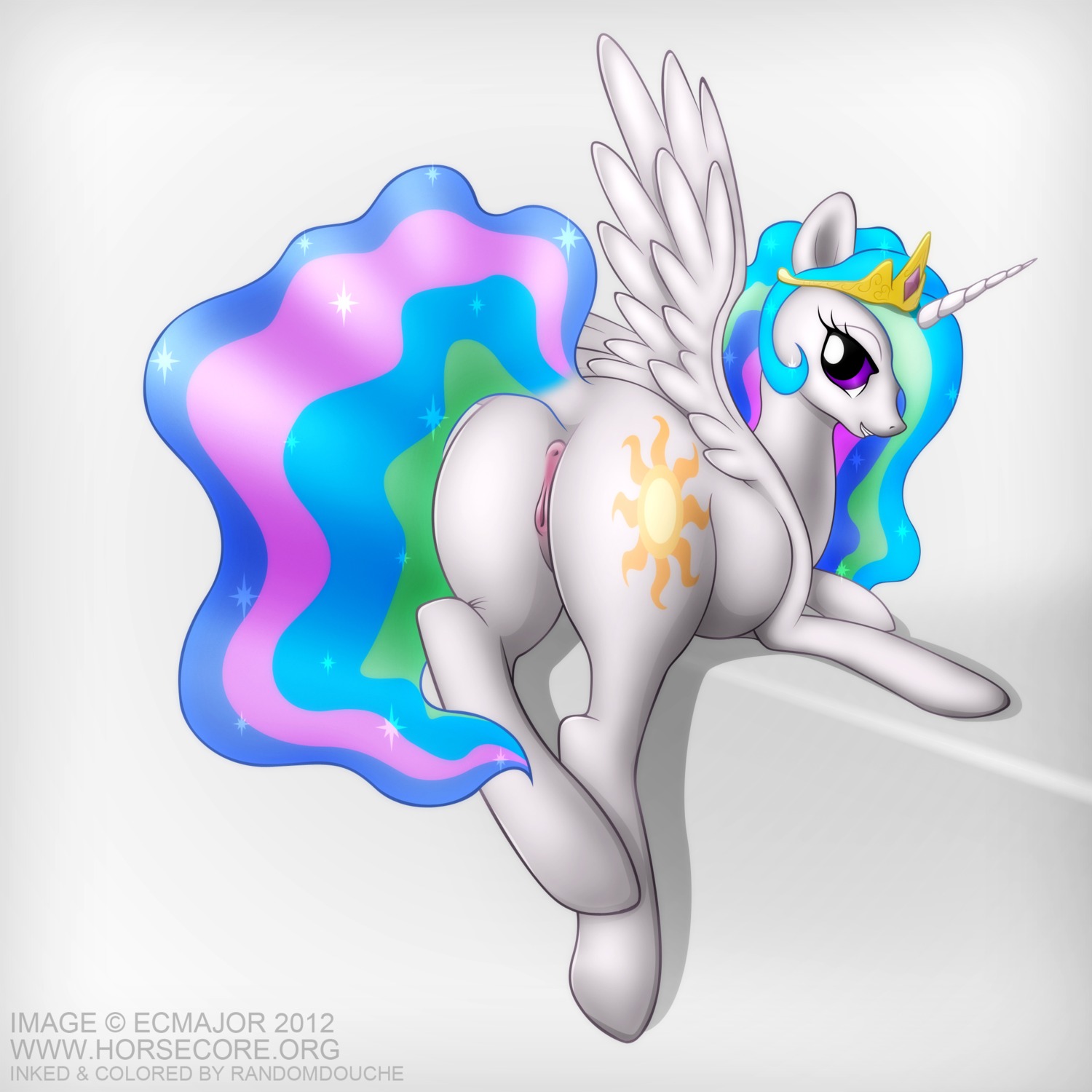 alicorn ecmajor equine female feral friendship_is_magic my_little_pony mythological_creature mythological_equine mythology princess_celestia_(mlp) randomdouche rule34 smooth_skin