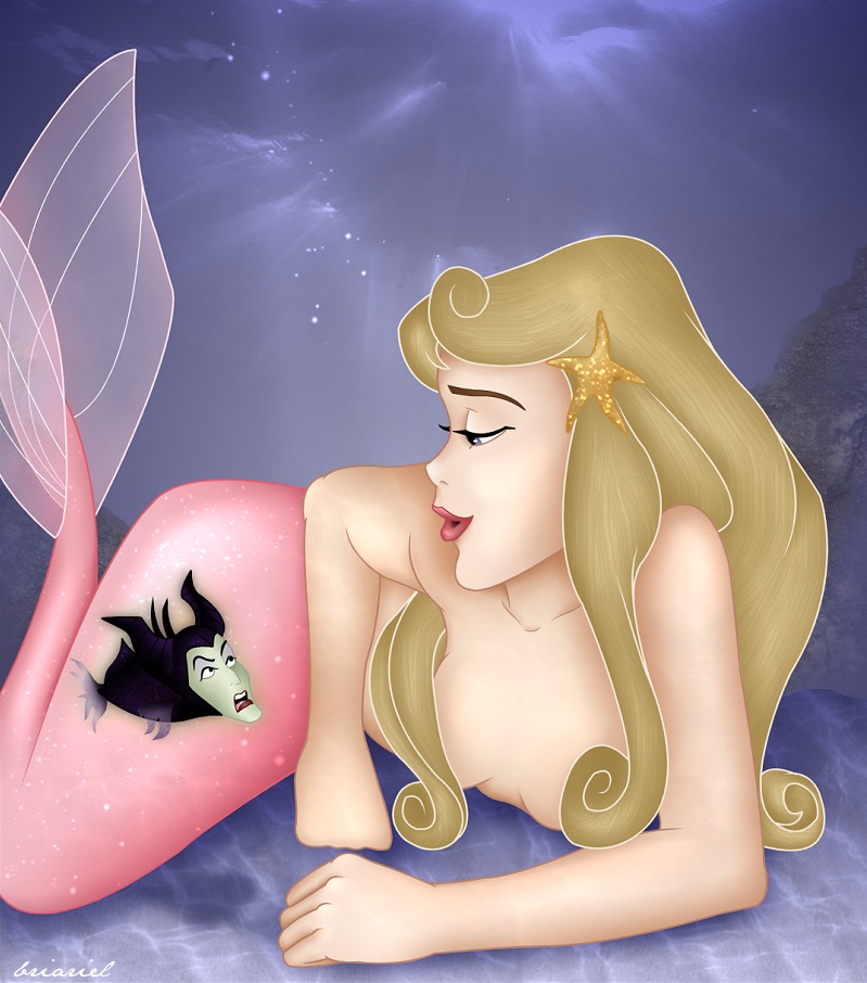 2girls aurora_(sleeping_beauty) briariel crossover disney disney_princess disney_villains female female_only maleficent merfolk mermaid multiple_females multiple_girls princess royalty rule34 sleeping_beauty_(1959_film) what
