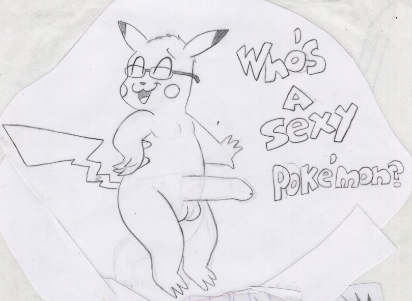 closed_eyes english_text fur glasses hand_on_hip male male_only monochrome nintendo nude open_mouth pikachu pokemon pokemon_rgby rule34 solo standing text