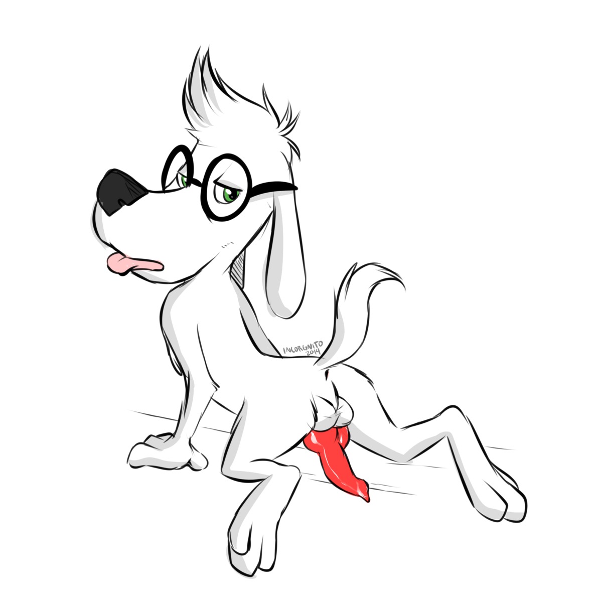 absurd_res anatomically_correct anatomically_correct_genitalia anatomically_correct_penis animal_genitalia animal_penis anthro anus backsack balls biped black_nose butt canid canine canine_genitalia canine_penis canis domestic_dog e621 erection eyewear fur genitals glasses green_eyes hair hi_res incorgnito jay_ward_productions knot looking_at_viewer looking_back male mammal mr._peabody mr._peabody_and_sherman nude penis penis_backwards perineum pose presenting presenting_hindquarters red_penis sheath simple_background solo tongue tongue_out white_background white_balls white_body white_fur white_hair white_perineum