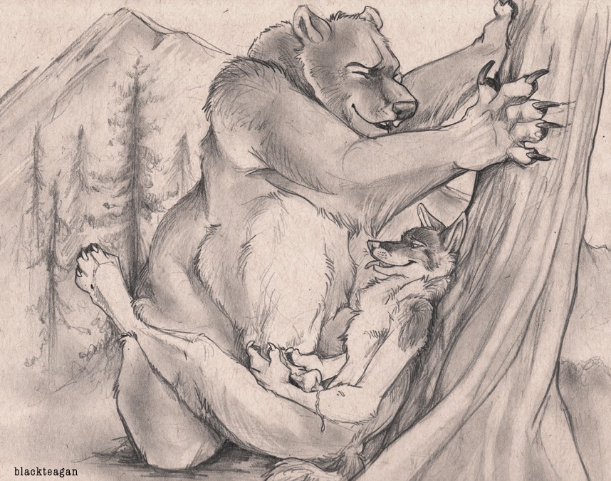 anthro bear blackteagan canine chubby claws cum dingo docking furry furry_only gay handjob interspecies male masturbation penis rule34
