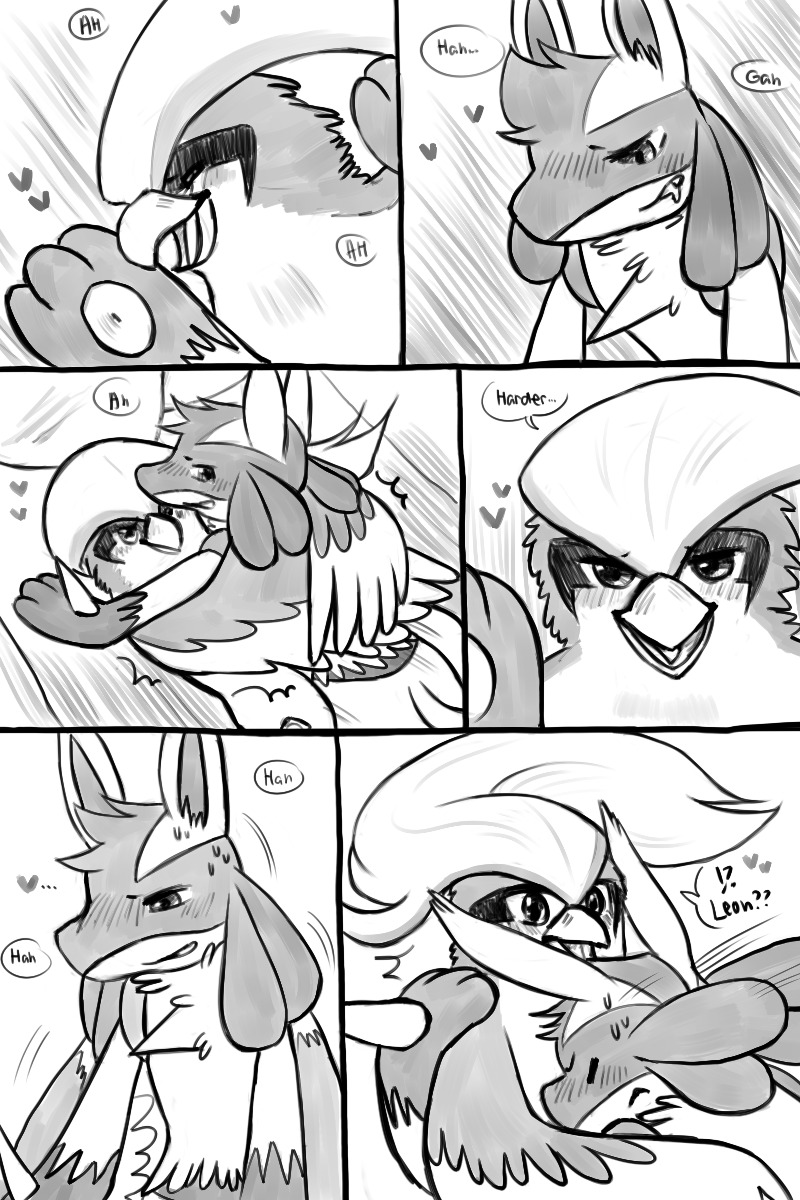 2012 anthro avian black_and_white canine comic english_text erection female feral haychel lucario male monochrome nintendo penetration penis pidgeot pokemon pokemon_(species) pussy rule34 straight text vaginal_penetration