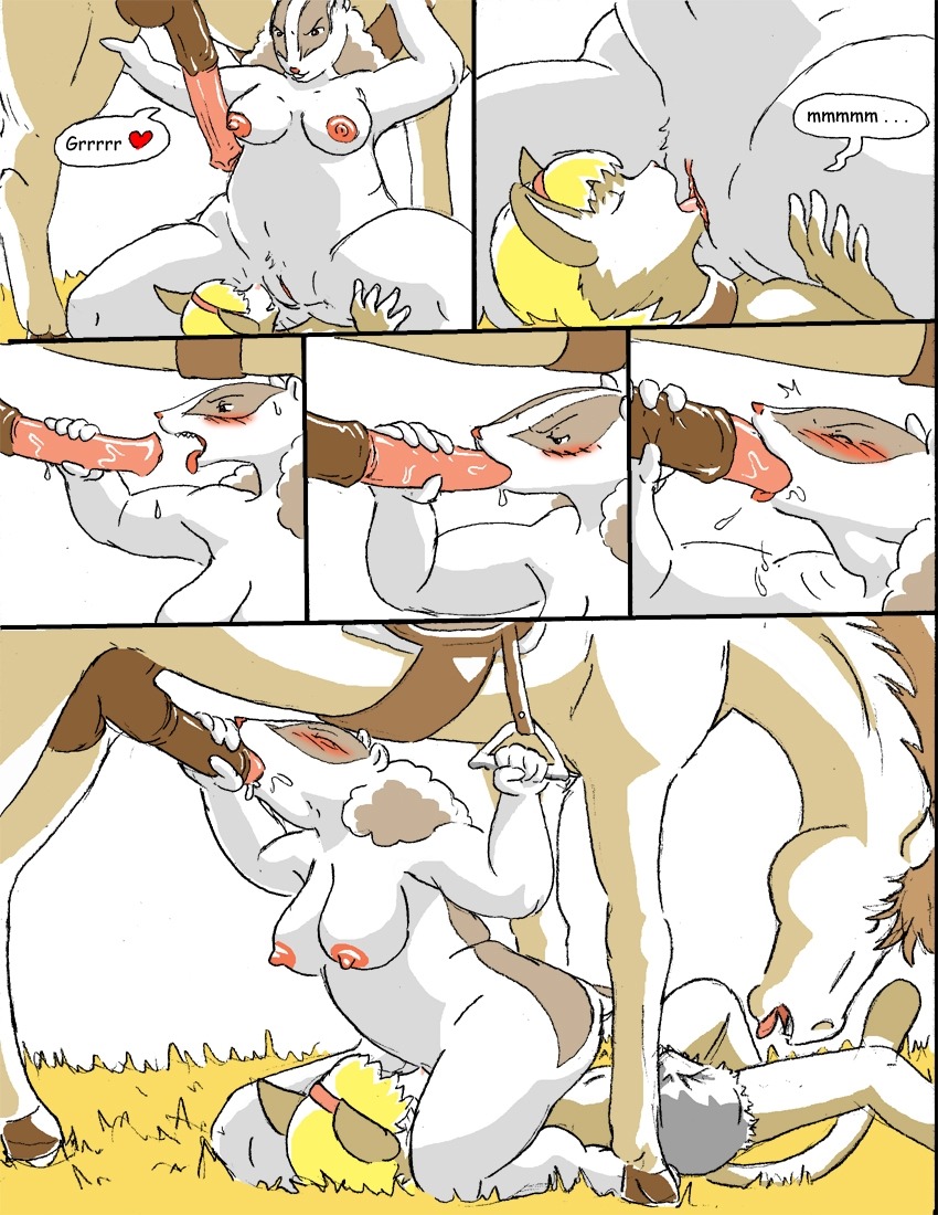 anatomically_correct anatomically_correct_genitalia anatomically_correct_penis animal_genitalia animal_penis anthro anthro_on_feral anthro_penetrated badger balls bestiality blush breasts codje_(reiger) comic cunnilingus deep_throat e621 equid equine equine_genitalia equine_penis erection felid fellatio female feral feral_penetrating feral_penetrating_anthro genitals group group_sex heart_symbol horse interspecies looking_pleasured maeda_(reiger) male male/female mammal mustelid musteline nipples oral oral_penetration overweight penetration penile penis quadruped reiger sex slightly_chubby tail threesome tongue tongue_out trans_(lore) trans_woman_(lore) trio vaginal vulva