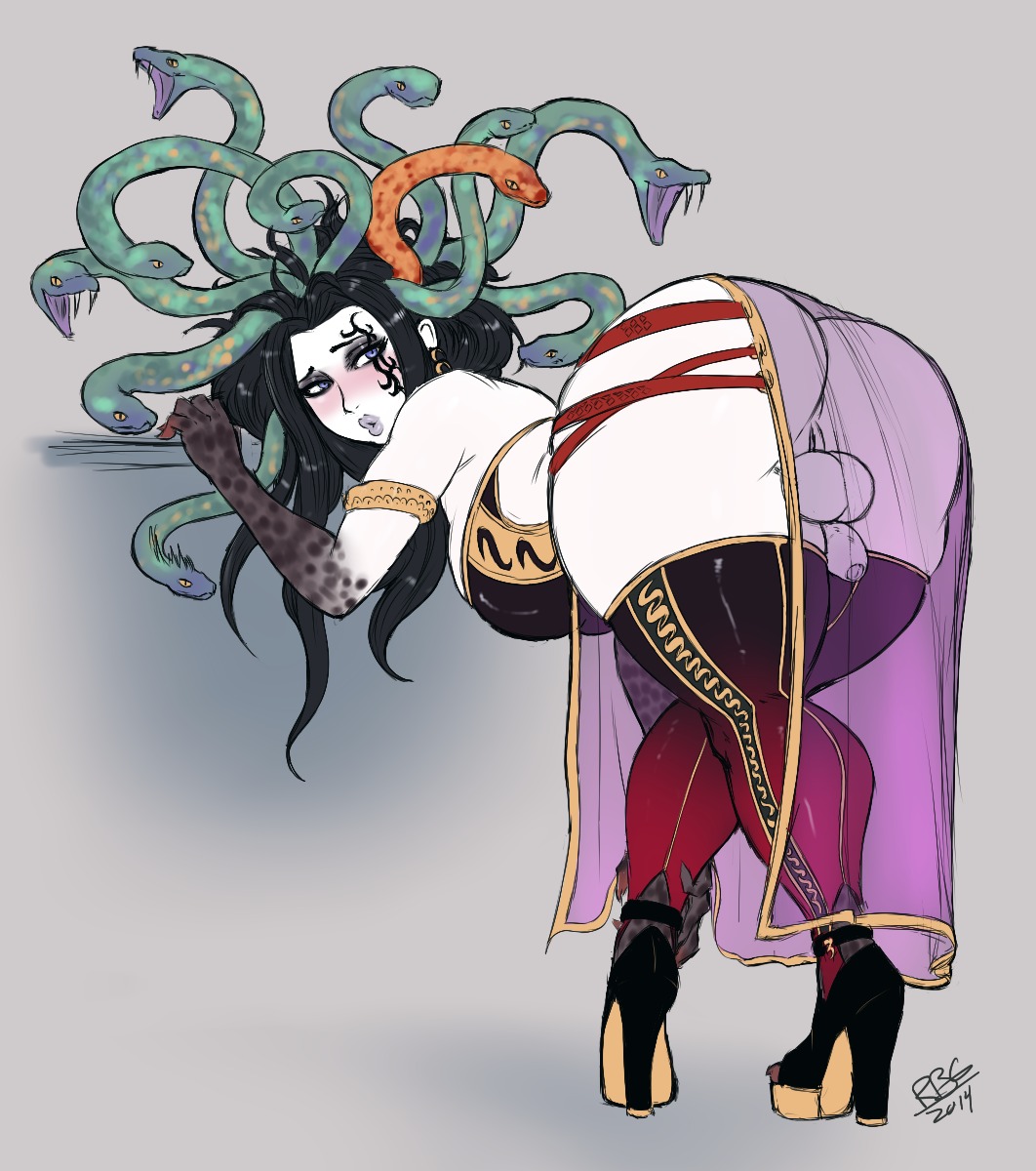2014 :o backsack balls bent_over big_breasts big_butt blush breasts butt clothed clothing e621 erection european_mythology fangs footwear foreskin full-length_portrait genitals gorgon greek_mythology herm herm_humanoid hi_res high_heels humanoid humanoid_genitalia humanoid_penis humanoid_vulva intersex intersex_humanoid kid_icarus legwear living_hair looking_back medusa medusa_(kid_icarus) mythology nintendo no_underwear open_mouth partially_clothed penis platform_footwear platform_heels portrait pseudo_hair randomboobguy reptile scalie sharp_teeth shirt shoes side_boob signature simple_background snake snake_hair solo standing stockings tattoo teeth tongue topwear vulva white_body white_skin year