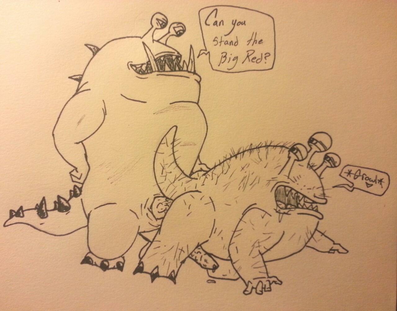 all_fours anal anal_penetration bodily_fluids cum cum_while_penetrated dialogue disney doggystyle duo e621 english_text erection eyestalks from_behind_position genital_fluids genitals hairy male male/male male_penetrated male_penetrating male_penetrating_male monster monsters_inc monsters_university penetration penis pixar reggie_jacobs roy_o'growlahan sex text tusks unknown_artist