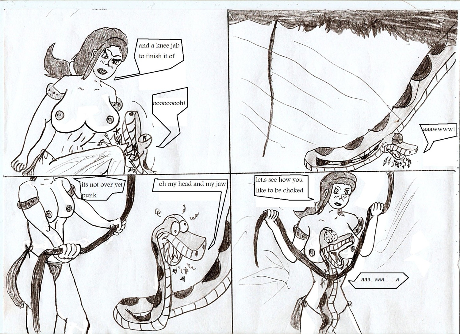 comic disney female jking kaa monochrome nipples rule34 shanti sketch the_jungle_book