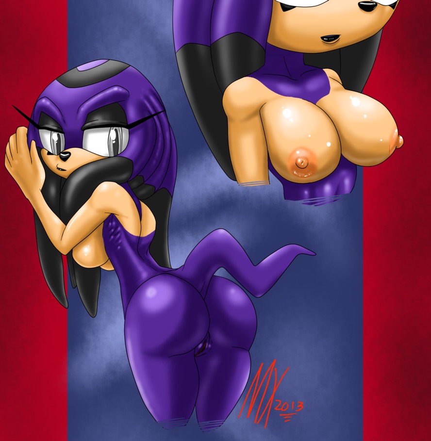 2013 anthro areola big_breasts big_butt breasts butt e621 echidna erect_nipples fan_character female genitals gia-na hair looking_at_viewer looking_back mammal monkeyxflash monotreme multicolored_hair navel nipples nude purple_eyes sega solo sonic_the_hedgehog_(series) two_tone_hair vulva