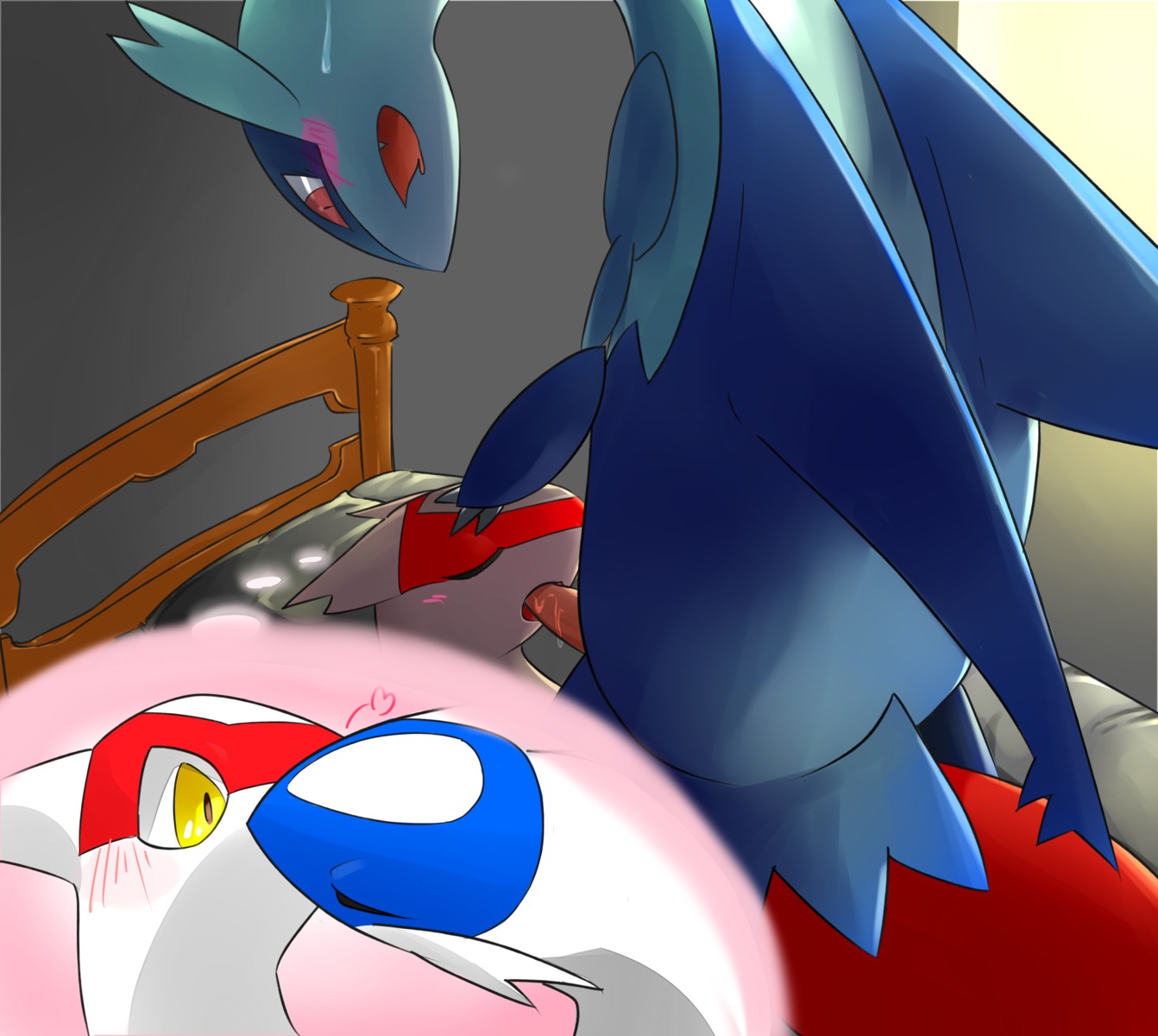 2014 absurd_res ambiguous_gender ambiguous_penetrated bed bedroom blush bodily_fluids cum cum_on_penis duo e621 eon_duo erection eyes_closed fellatio feral feral_on_feral forced furniture generation_3_pokemon genital_fluids genitals happy heart_symbol hi_res incest_(lore) inside kissing latias latios legendary_duo legendary_pokemon looking_down male male/ambiguous male_penetrating male_penetrating_ambiguous nintendo nude open_mouth oral oral_penetration orgasm penetration penile penis pokemon pokemon_(species) rape ravinosuke1 sex sharp_teeth sleep_sex sleeping smile sweat teeth