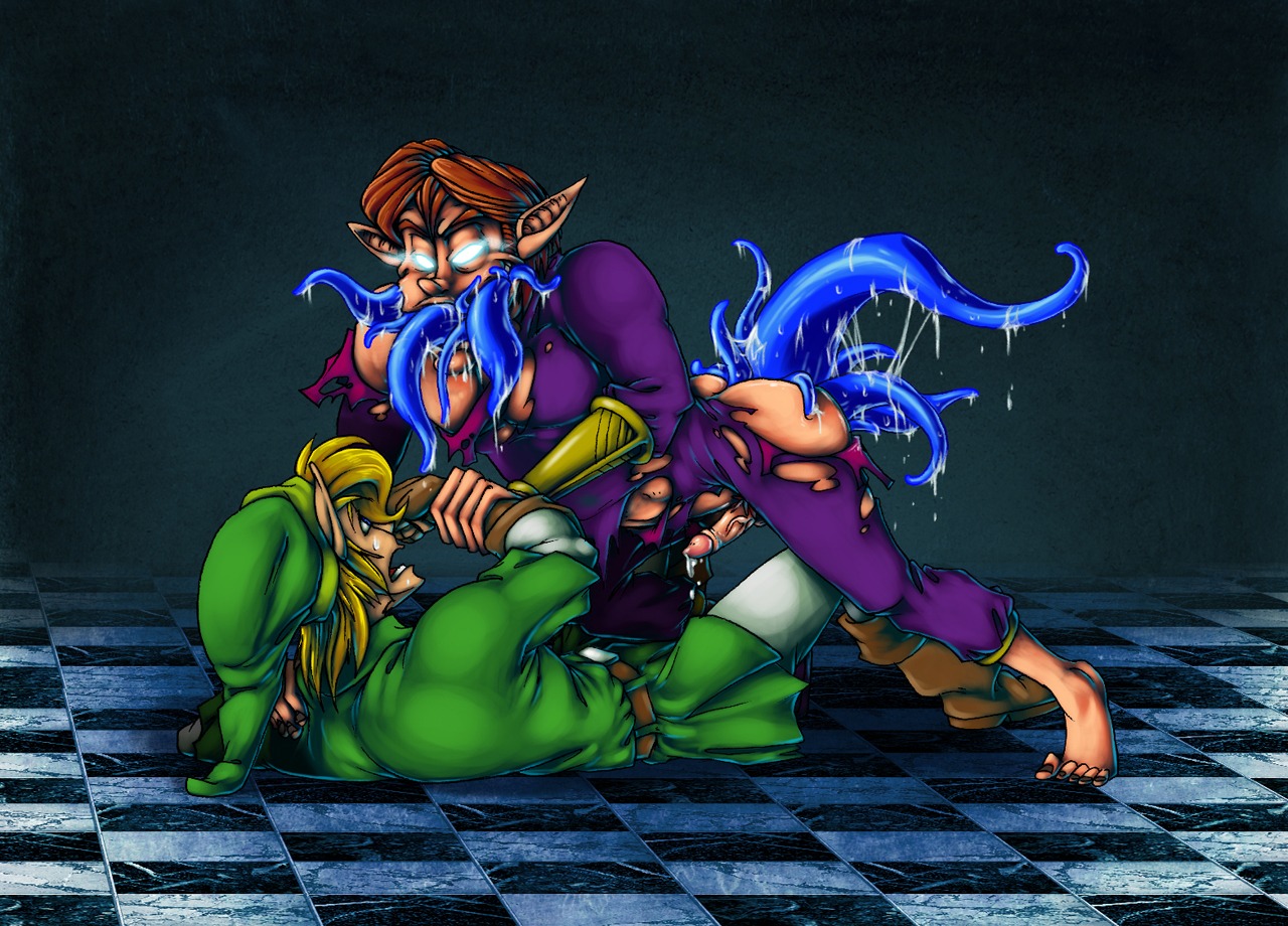 happy_mask_salesman link majora's_mask male monster_boy penis rule34 tentacle tentacle_on_male the_legend_of_zelda wildragon