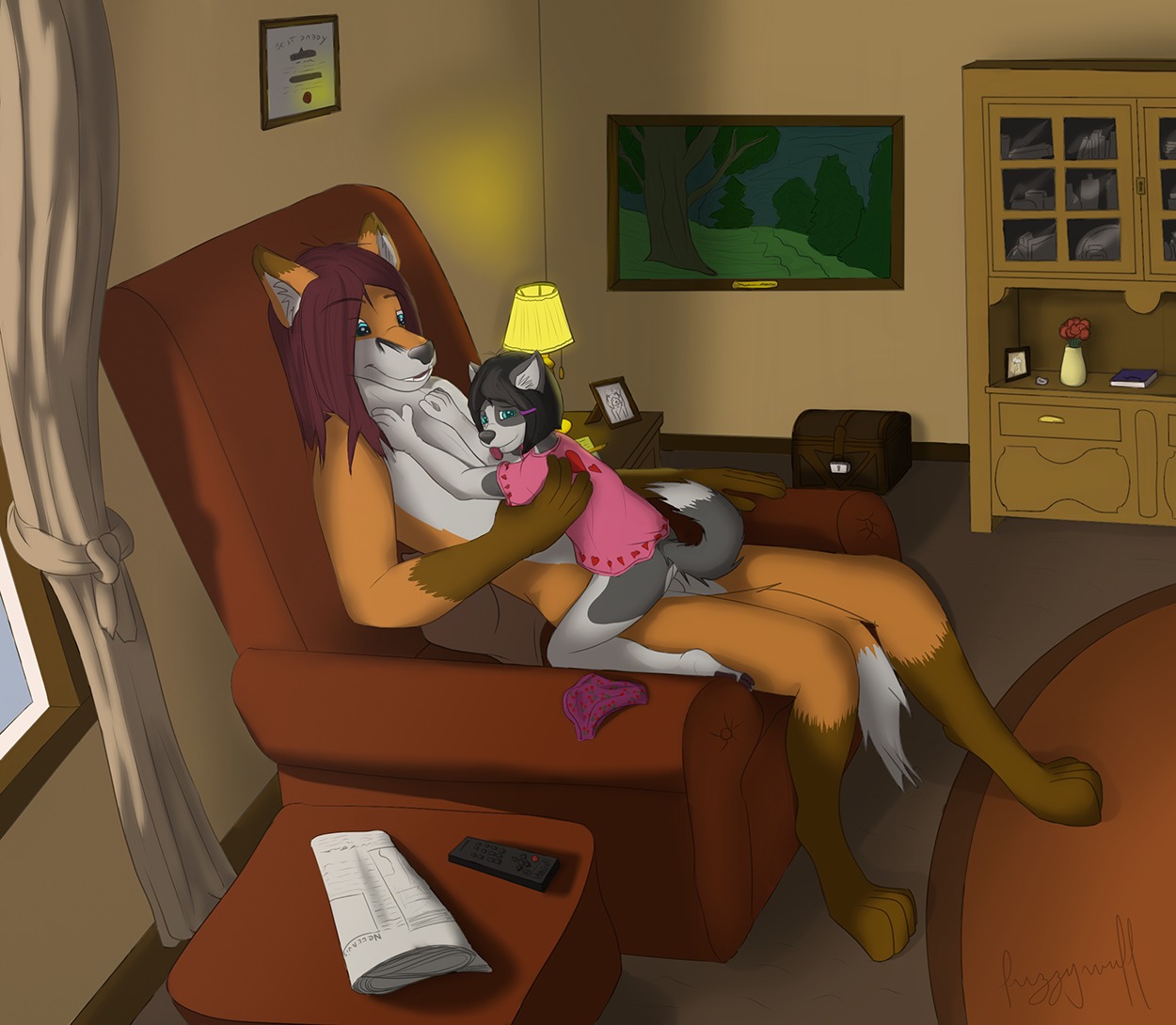 2013 age_difference anthro babysitter black_hair book bottomless canid canine canis caught_in_the_act chair chelsea_chamberlain cherry clothed clothing container controller curtains digital_media_(artwork) diploma dipstick_tail domestic_dog dominant duo e621 female female_penetrated flat_chested flower food fox from_front_position fruit furniture fuzzywuff gloves_(marking) green_eyes hair high-angle_view inside karelian_bear_dog lamp larger_dom larger_male leg_markings light living_room loli looking_at_viewer male male/female male_penetrating male_penetrating_female mammal markings mastery_position mr._fox_(muq) newspaper nude older_male on_lap on_top ottoman panties penetration penile penile_penetration penis_in_vagina pink_clothing pink_topwear plant pottery remote_control rock sex shelf sitting sitting_on_lap size_difference smaller_female smaller_on_top smaller_penetrated socks_(marking) spitz straddling tail tail_markings tongue tongue_out topwear underwear vaginal vaginal_penetration vase window wolf young young_anthro younger_female