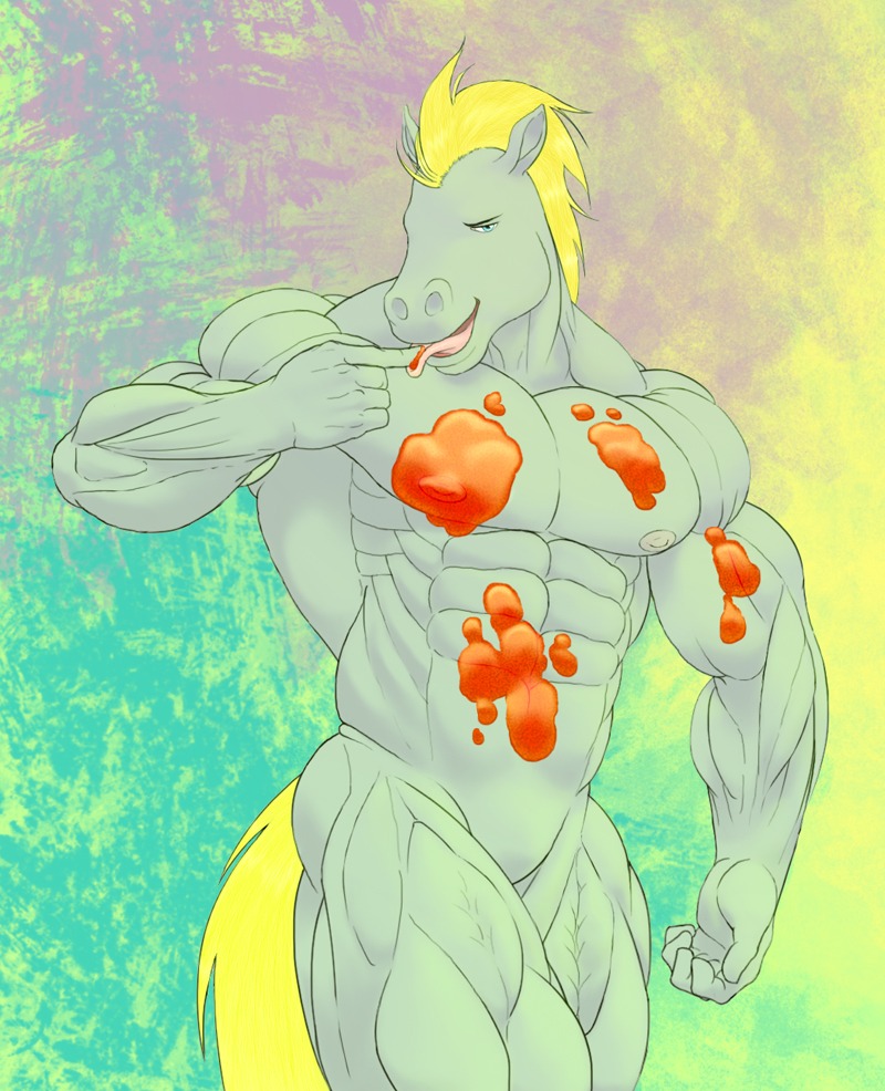 anthro friendship_is_magic hugh_jelly male male_only my_little_pony nude ripped-saurian rule34 solo standing straight_hair tagme