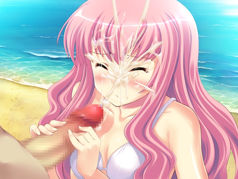 beach blush breasts censored cleavage closed_eyes cum cum_on_hair ejaculation facial female game_cg handjob long_hair louise_francoise_le_blanc_de_la_valliere male mosaic_censoring ocean penis pink_hair rule34 swimsuit team-tanabe tears zero_no_tsukaima zzz