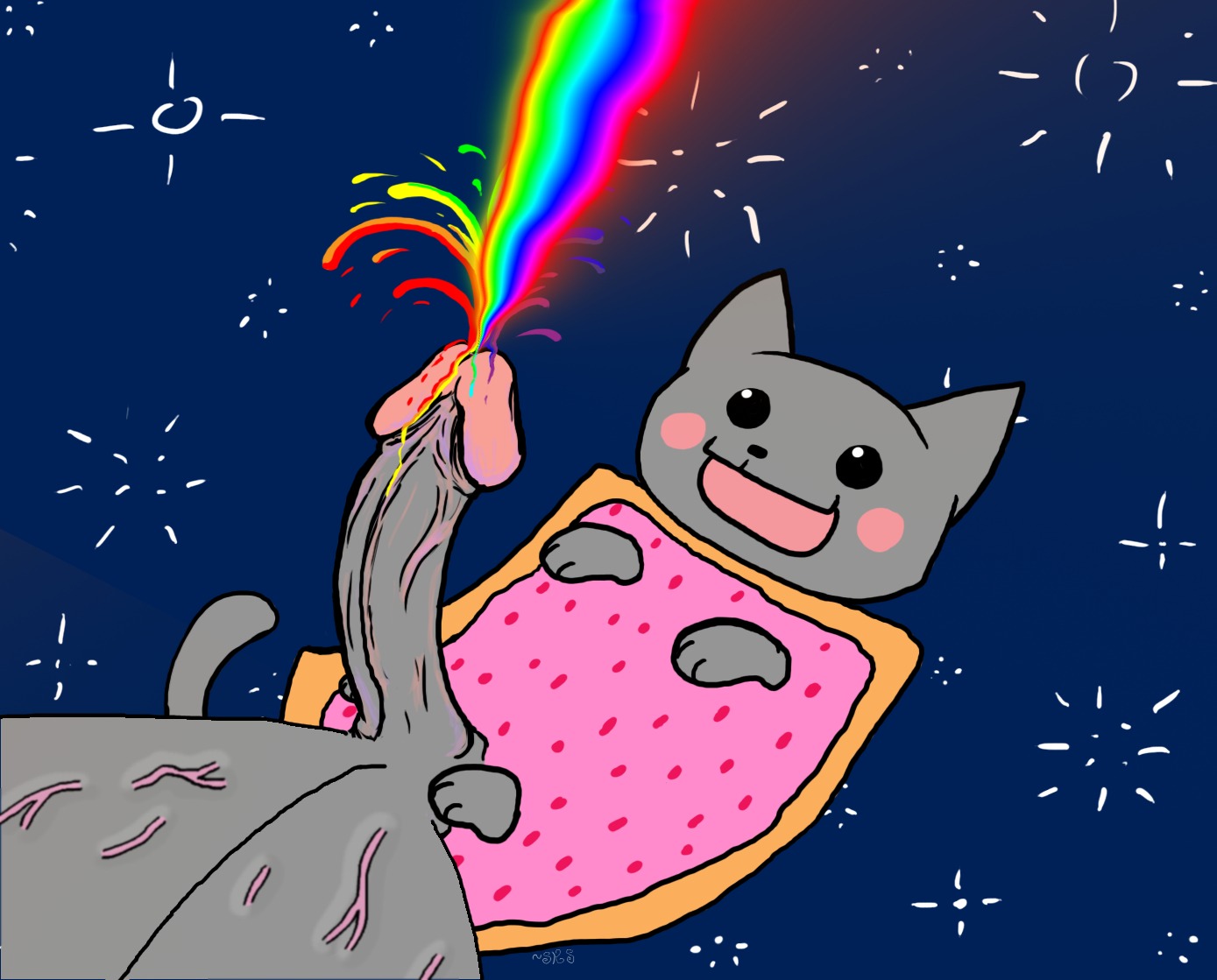 balls big_balls bodily_fluids cat_bountry colored_cum cum domestic_cat e621 erection felid feline felis food food_creature genital_fluids genitals glans huge_balls humanoid_genitalia humanoid_penis hybrid hyper hyper_balls hyper_genitalia male mammal meme nyan_cat nyan_cat_(copyright) penis pink_glans pop-tarts rainbow rainbow_cum solo space super_gay unusual_bodily_fluids unusual_cum unusual_genital_fluids vein veiny_balls veiny_penis what what_has_science_done