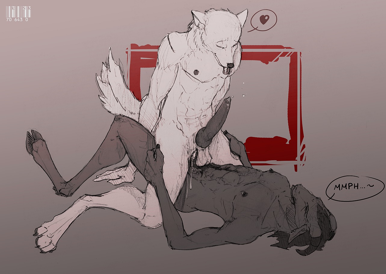 anal anal_penetration anthro balls black_hair bovid canid canine canis caprine cloven_hooves demon digitigrade duo e621 erection genitals goat hair hooves horn male male/male male_penetrated male_penetrating male_penetrating_male mammal nipple_piercing nipples penetration penis piercing romantic romantic_couple sex shallow_penetration simple_background tail unguligrade wolf xii_hm