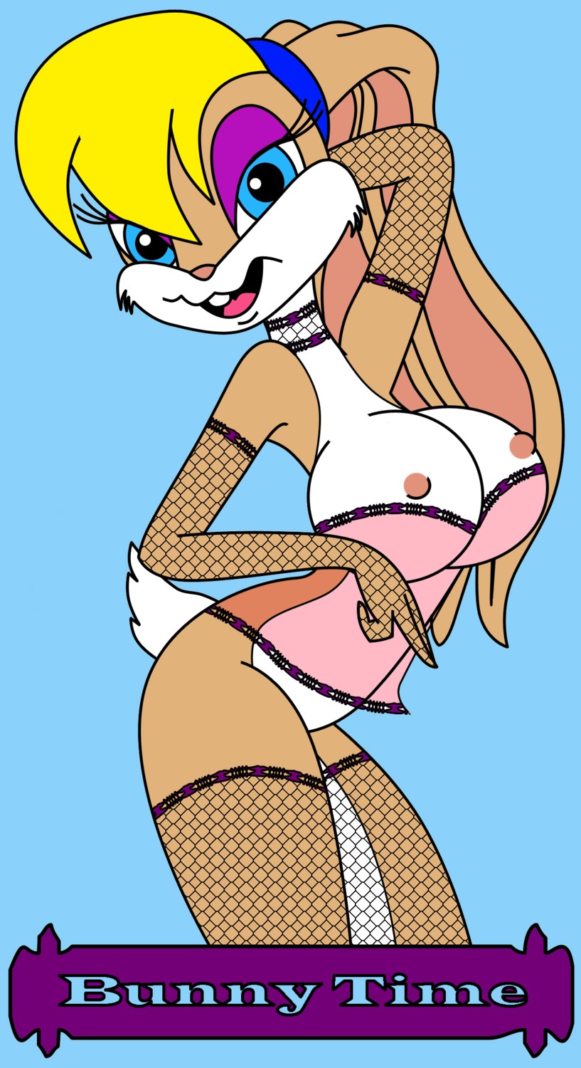 anthro blue_eyes breasts clothes female female_only fur furry furry_breasts furry_ears furry_tail hair hand_behind_head lola_bunny looking_aside looking_at_viewer looney_tunes mammal oden1 oden2 rabbit rule34 short_hair side_view smile solo space_jam standing straight_hair tagme tail yellow_hair
