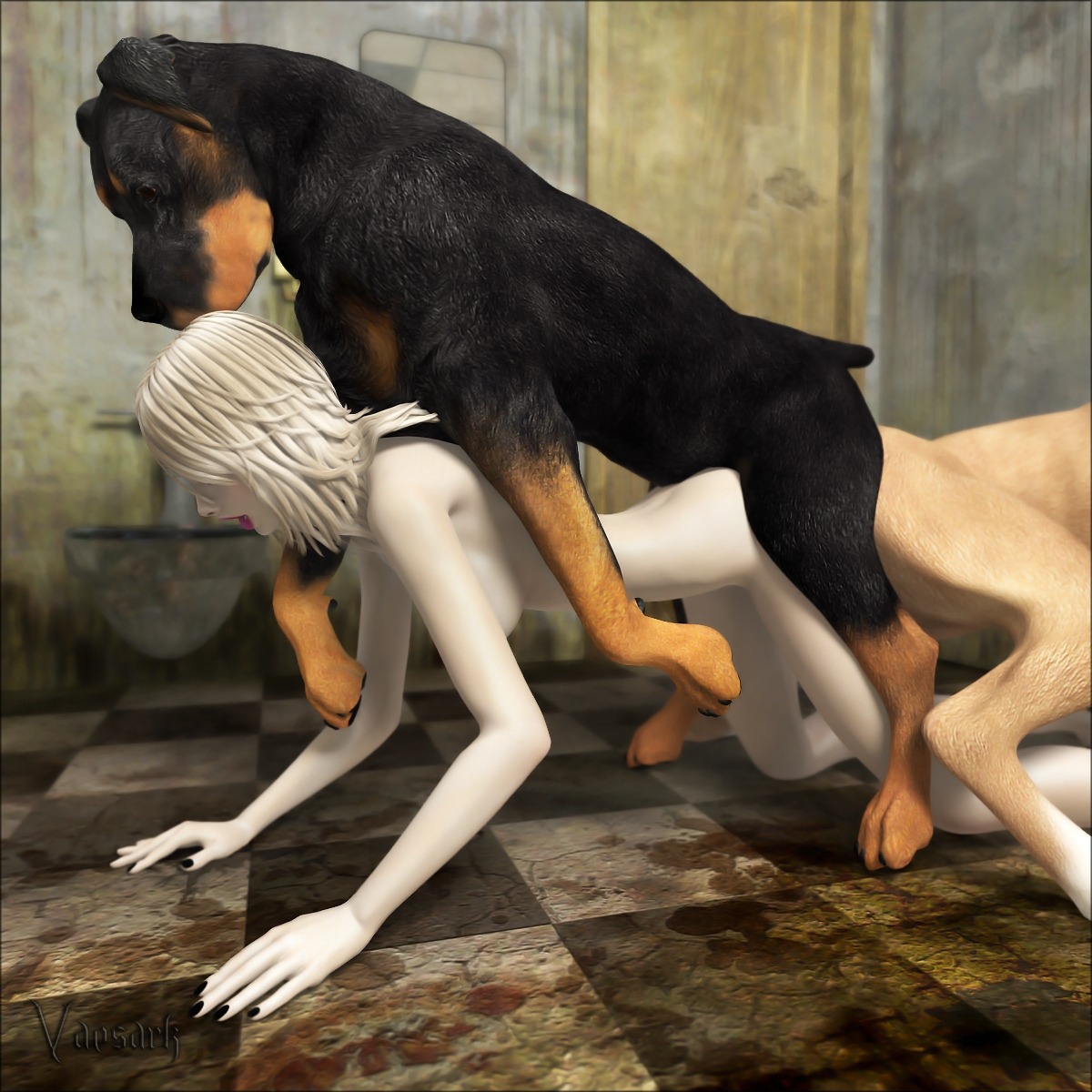 1:1 3d_(artwork) anal anal_knotting anal_penetration ass_to_ass bestiality black_body black_fur blonde_hair canid canine canis digital_media_(artwork) dirty domestic_dog double_penetration e621 female female_human female_on_feral feral feral_penetrating feral_penetrating_human fur great_dane group group_sex hair hi_res human human_on_feral human_penetrated interspecies knotting male male/female male_penetrating mammal mastiff molosser nude penetration realistic_feral rottweiler sex tan_body tan_fur threesome toilet trio vaesark vaginal vaginal_knotting vaginal_penetration