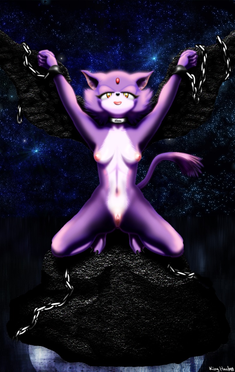 5_fingers anthro barefoot black_nose blaze_the_cat bondage bound breasts cat chain claws color feline female female_only forehead_jewel front_view fur furry furry_ears king_hauken nipples nude open_eyes orange_eyes pink_nipples pointy_ears purple_fur pussy raised_arms rock rule34 smile solo sonic_(series) squatting vulva white_fur