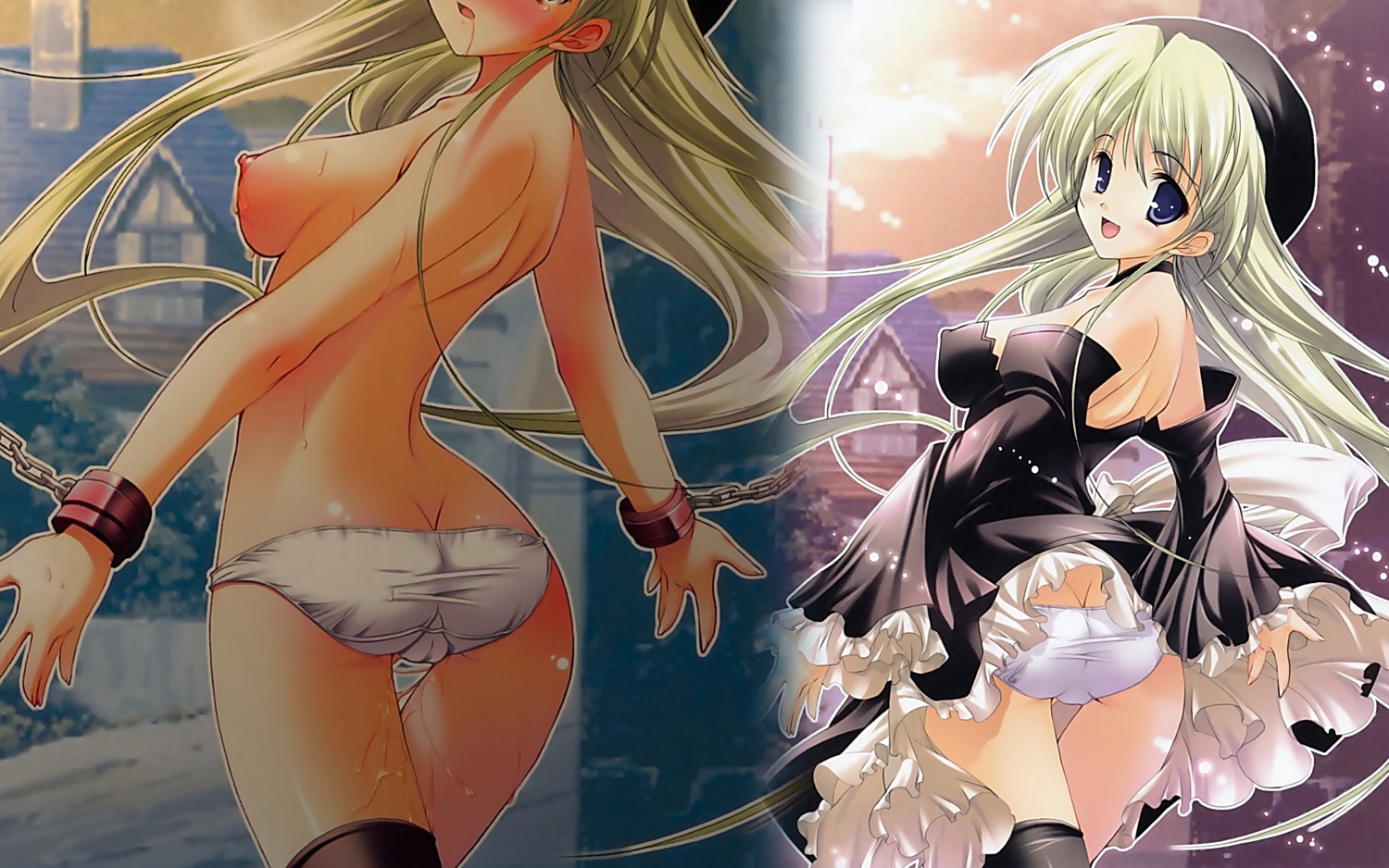 breasts chains female highres panties rule34 underwear wallpaper