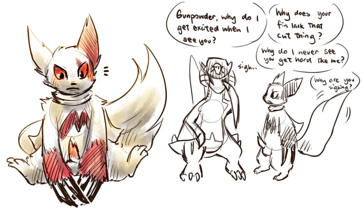2012 ambiguous_gender bodily_fluids dialogue digital_drawing_(artwork) digital_media_(artwork) dmitri_(pmd-e) duo e621 english_text erection feral fur gabite generation_3_pokemon generation_4_pokemon genital_fluids genitals gunpowder_(pmd-e) haychel male markings nintendo penis pmd-explorers pokemon pokemon_(species) precum red_eyes red_markings solo tail text trans_(lore) trans_man_(lore) white_body white_fur zangoose