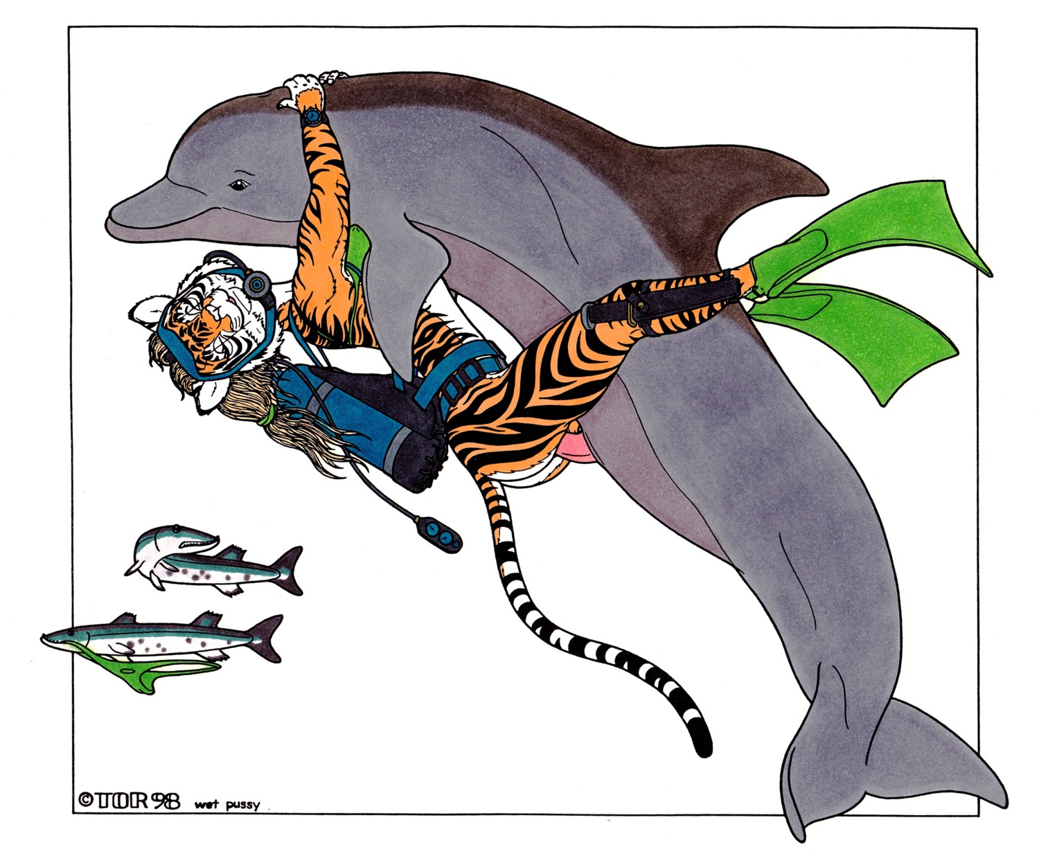 1998 absurd_res animal_genitalia animal_penis anthro anthro_on_feral anthro_penetrated aquatic bestiality cetacean cetacean_genitalia cetacean_penis clothing dolphin duo_focus e621 erection felid female feral feral_penetrating feral_penetrating_anthro fish genitals group hi_res interspecies knife male male/female mammal nude oceanic_dolphin pantherine panties penetration penis scuba sex signature tail tapering_penis text tiger tim_o'rourke toothed_whale traditional_media_(artwork) underwater underwear vaginal vaginal_penetration water
