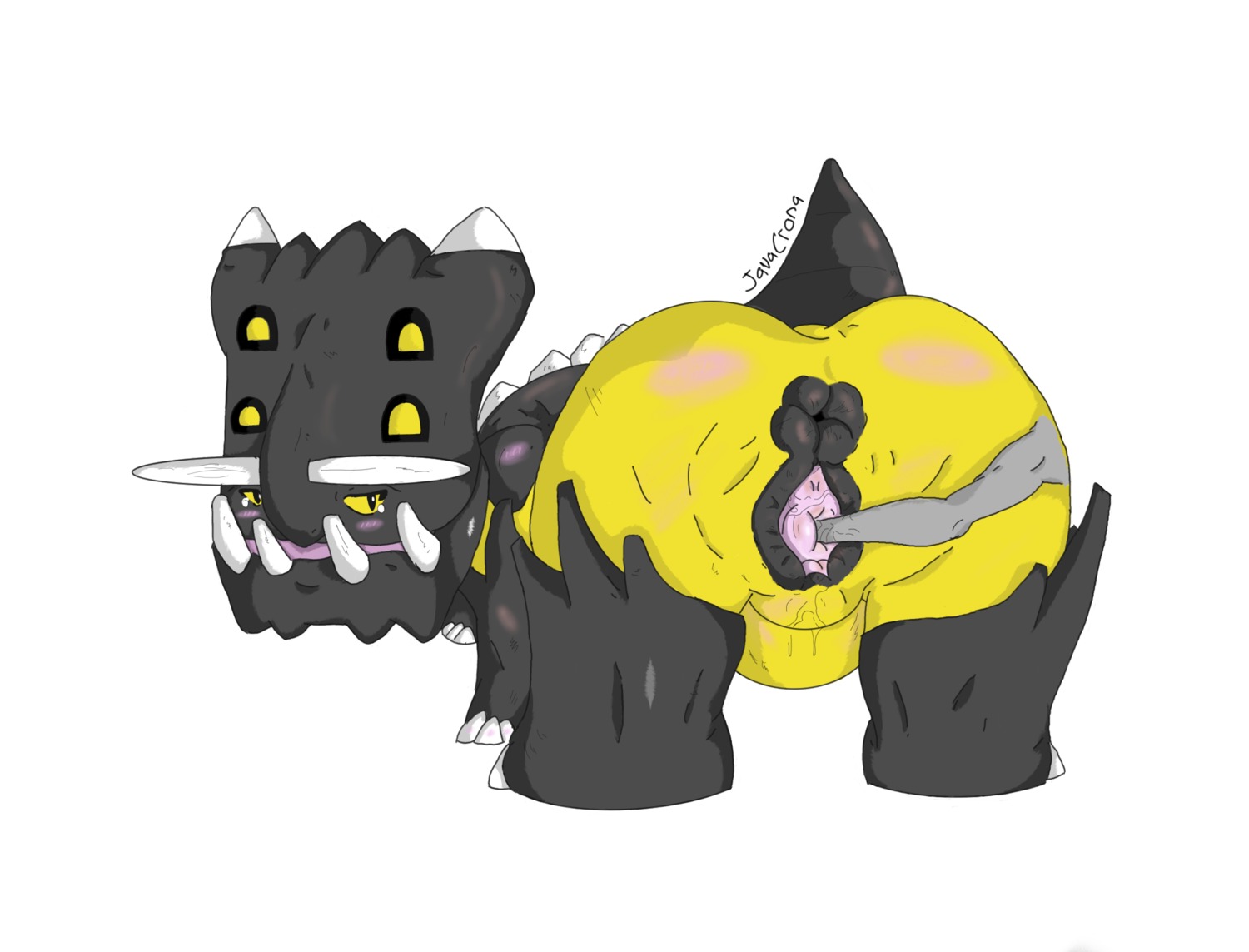 anus back_view bastiodon blush color female feral insertion looking_back nintendo nude pokemon pussy rule34 tagme vulva