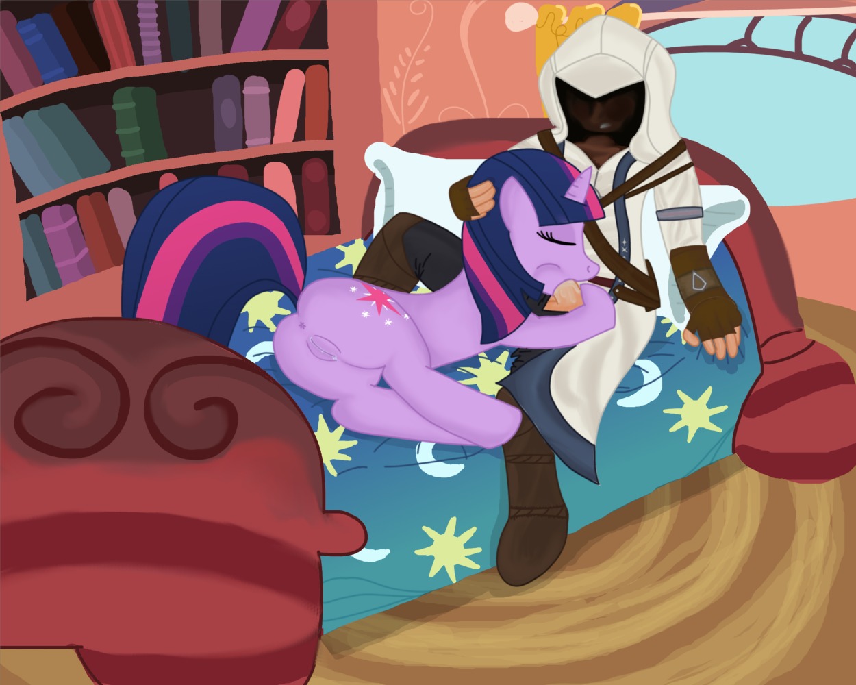 5:4 anus assassin assassin's_creed bestiality connor_kenway crossover duo e621 equid equine erection fellatio female female_penetrated feral friendship_is_magic fur genitals hair hasbro horn human human_on_feral interspecies male male/female male_penetrating male_penetrating_female mammal multicolored_hair my_little_pony mythological_creature mythological_equine mythology oral oral_penetration penetration penile penis purple_body purple_fur purple_hair quadruped sex tail twilight_sparkle_(mlp) two_tone_hair ubisoft unicorn unknown_artist vulva