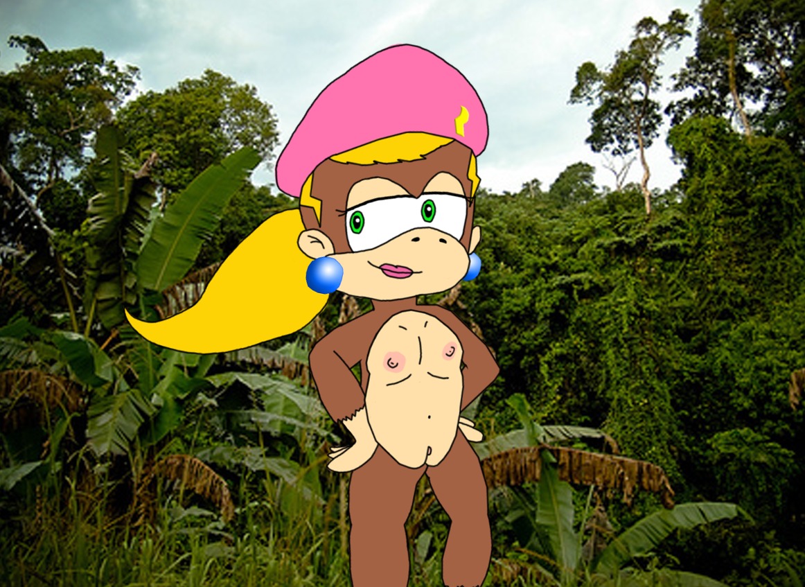 dixie_kong donkey_kong_(series) female female_only flat_chest kong nintendo nude rule34 solo