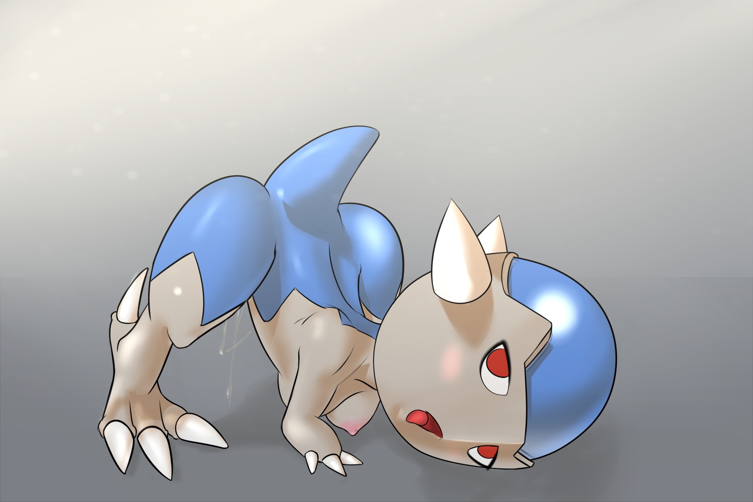 3:2 :o anthro anthrofied ass_up bent_over biped blush bodily_fluids breasts butt claws cranidos dinosaur e621 feet female fossil_pokemon generation_4_pokemon genital_fluids gradient_background grey_background half-closed_eyes ken17 looking_at_viewer narrowed_eyes nintendo nipples non-mammal_breasts non-mammal_nipples nude open_mouth pokemon pokemon_(species) pokemorph prehistoric_species reptile scalie simple_background solo standing toe_claws tongue vaginal_fluids