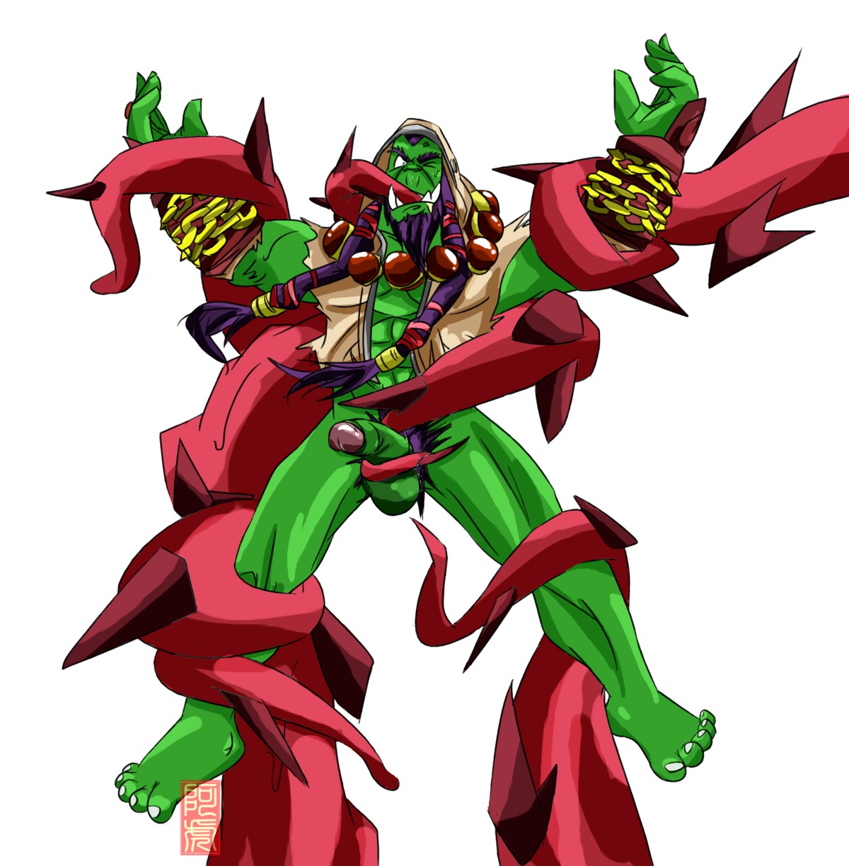 arms_bound bdsm bondage legs_bound male male_only orc orc_male rule34 solo solo_male tagme thrall vine vine_bondage world_of_warcraft yaoi
