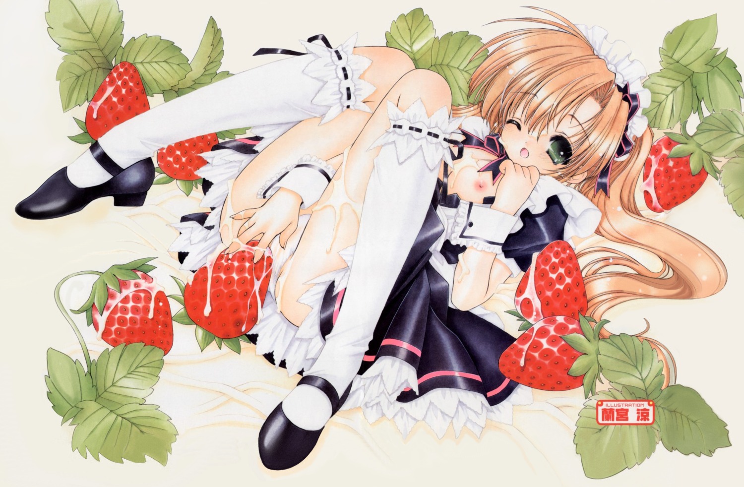 cream female maid masturbation nipples open_clothes open_shirt oppai panties ramiya_ryou rule34 shirt