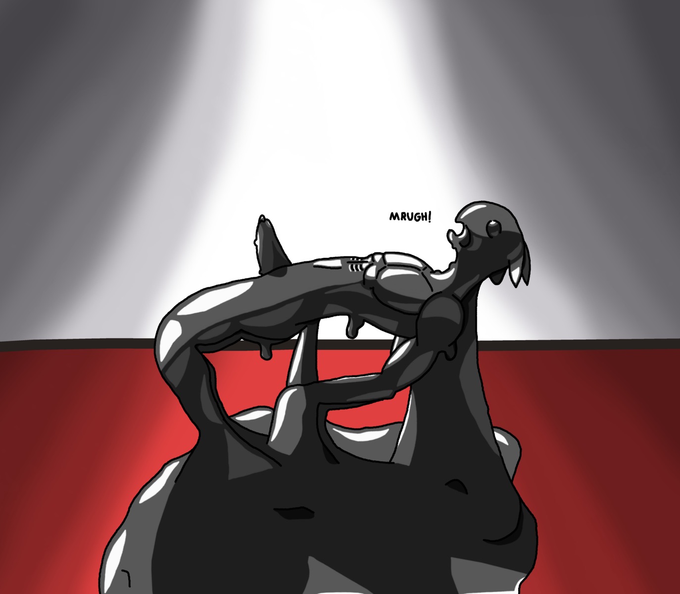 1boy 1monster anthro corruption erection forced forced_transformation goo hallway latex male male_only monster_on_anthro monsterification nightfox polish_flag possession pumping rule34 sex struggling symbiote text transformation