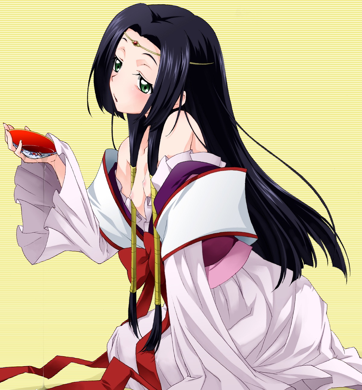 blush breasts code_geass drunk female highres long_hair open_clothes open_shirt rule34 sumeragi_kaguya