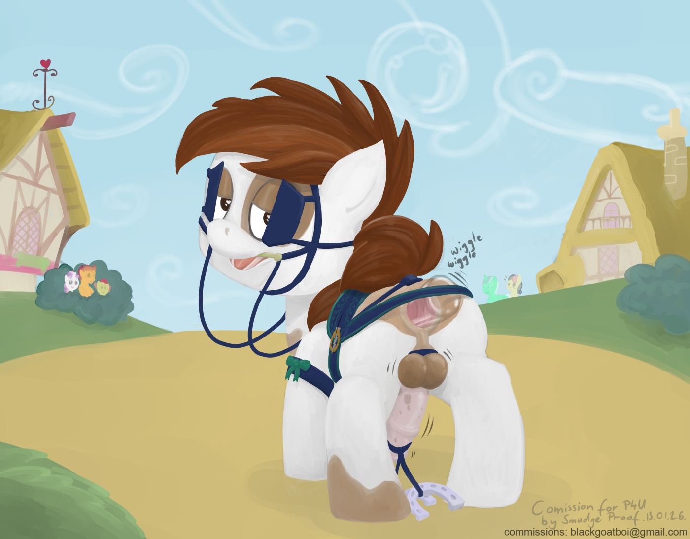 anal anal_penetration animal_genitalia animal_penis balls bdsm being_watched bit_gag blinders bondage bound bridle brown_hair digital_media_(artwork) dildo e621 earth_pony equid equine equine_genitalia equine_penis erection eyewear feral friendship_is_magic gag gagged genitals group hair hasbro horse looking_at_another male mammal my_little_pony outside peeping penetration penis petplay pipsqueak_(mlp) pony ponyplay public quadruped reins roleplay saddle sex_toy shota smudge_proof solo_focus strapped_in_toy tail text url young young_feral