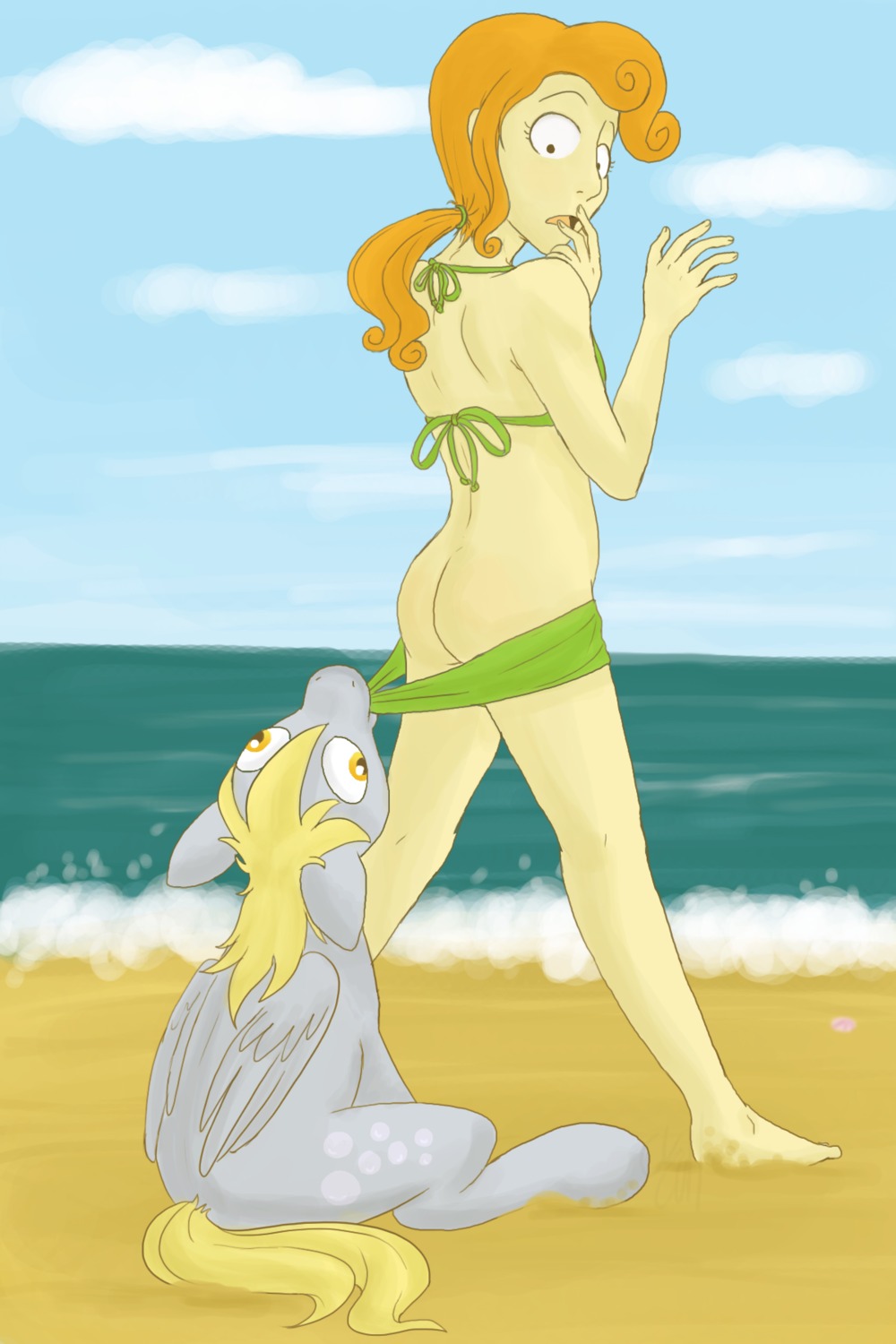 carrot_top coppertone_pose derpy_hooves female friendship_is_magic my_little_pony rule34 smooth_skin