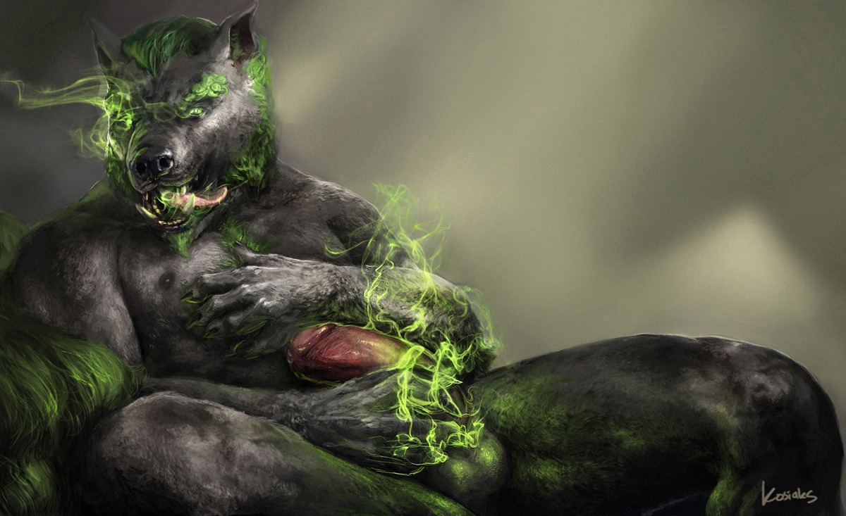 abs animal_genitalia anthro balls biceps big_penis biped black_body black_fur black_nipples black_nose canid canine canis claws e621 erection fangs fur genitals glans green_eyes green_hair green_smoke hair humanoid_genitalia humanoid_penis lying male mammal masturbation muscular muscular_anthro muscular_male mythological_canine mythological_creature mythology nipples nude on_back pecs penile penile_masturbation penis pose presenting rnarccus sheath smoke solo spread_legs spreading teeth tongue tongue_out vein werecanid werecanine werecreature werewolf wolf