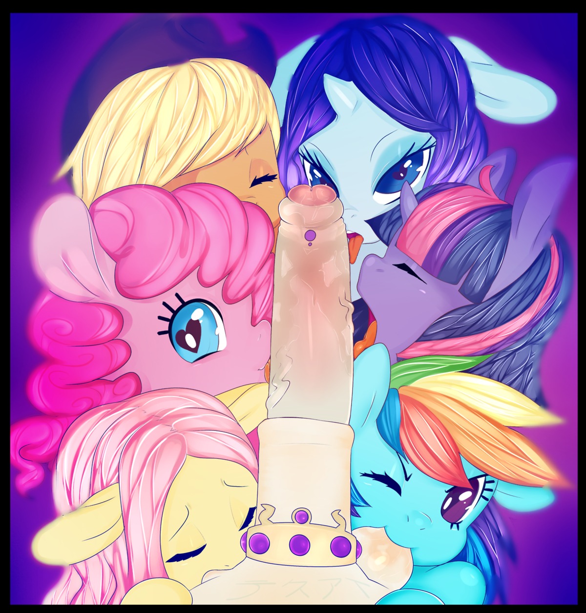 2014 applejack_(mlp) ball_suck balls black_border blonde_hair blue_body blue_eyes blue_eyeshadow blue_fur bodily_fluids border collaborative collaborative_fellatio collaborative_oral collaborative_sex colorful_theme digital_media_(artwork) e621 earth_pony equid equine erection eyes_closed eyeshadow fellatio female feral fluttershy_(mlp) friendship_is_magic fur gangbang genitals group group_sex hair hasbro heart_eyes heart_symbol hi_res horn horse licking makeup male male/female mammal mane_six_(mlp) multicolored_hair my_little_pony mythological_creature mythological_equine mythology one_eye_closed oral orange_body orange_fur penile penis pink_body pink_fur pink_hair pinkie_pie_(mlp) pony princess_celestia_(mlp) purple_body purple_eyes purple_fur purple_hair puuzo rainbow_dash_(mlp) rainbow_hair rarity_(mlp) reverse_gangbang saliva sex sucking tongue tongue_out triple_collaborative_fellatio twilight_sparkle_(mlp) two_tone_hair unicorn vein white_body white_fur yellow_body yellow_fur
