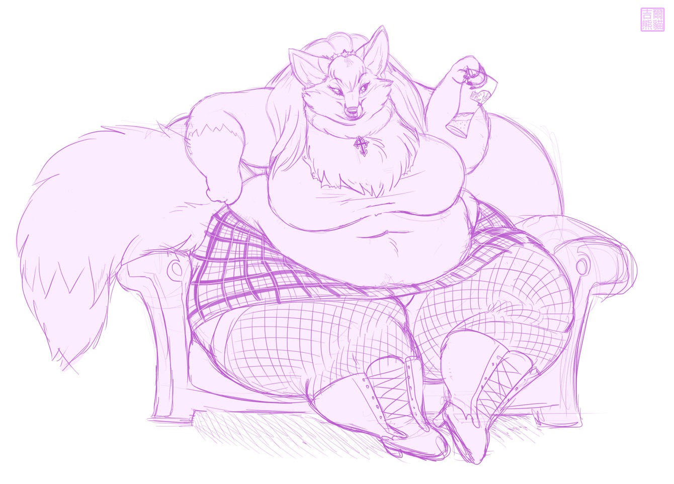 2010 abby_thornton anthro boots breasts canid canine clothed clothing e621 female footwear fox gillpanda mammal obese obese_anthro obese_female overweight overweight_anthro overweight_female shoes simple_background solo tail white_background