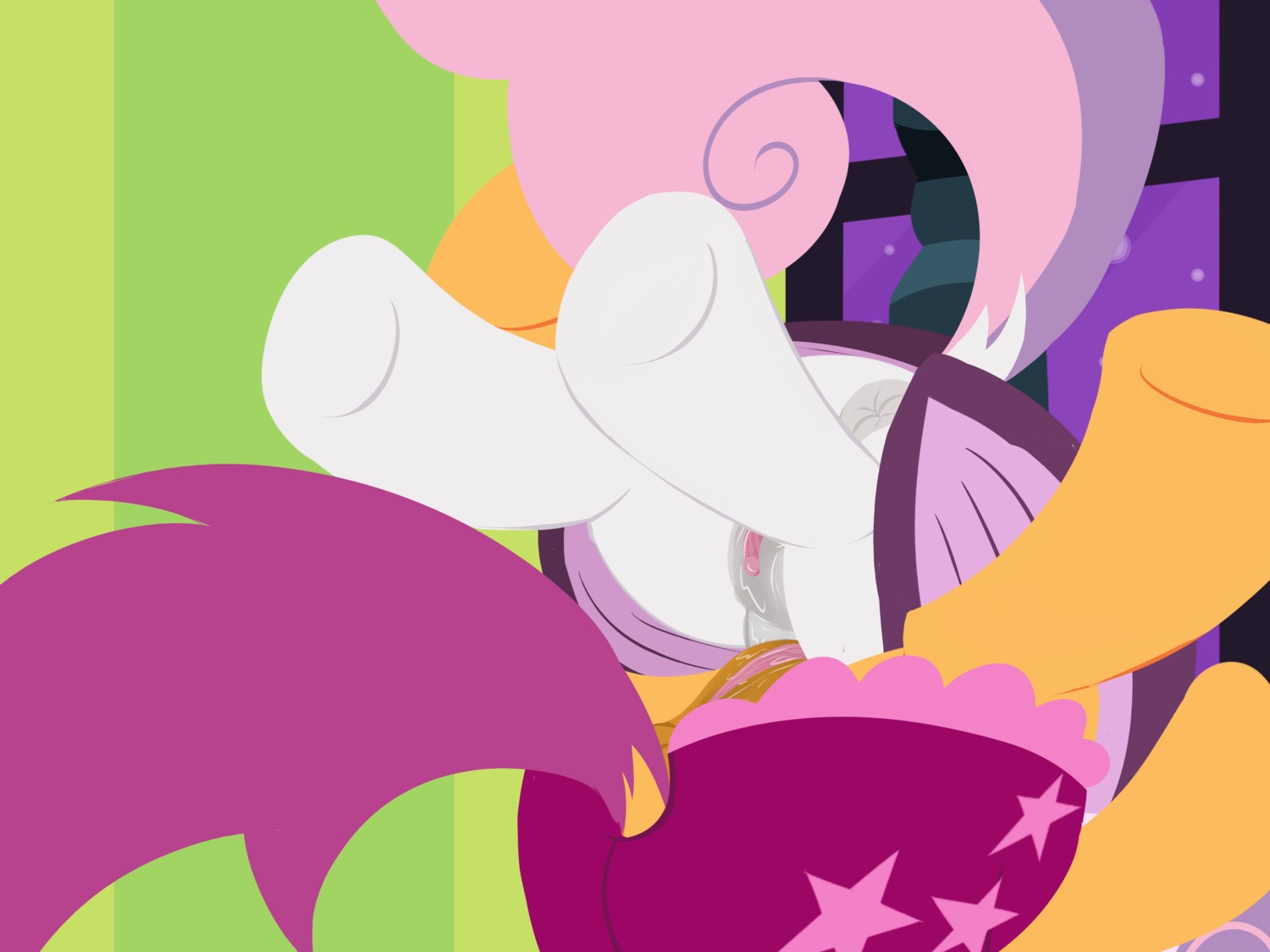 4:3 absurd_res anus bodily_fluids butt butt_shot dtcx97 duo e621 equid equine faceless_character faceless_female female feral friendship_is_magic fur genital_fluids genitals hair hasbro hi_res horse loli mammal multicolored_hair my_little_pony orange_body orange_fur pony purple_hair scootaloo_(mlp) sweetie_belle_(mlp) two_tone_hair vaginal_fluids vulva white_body white_fur young young_feral