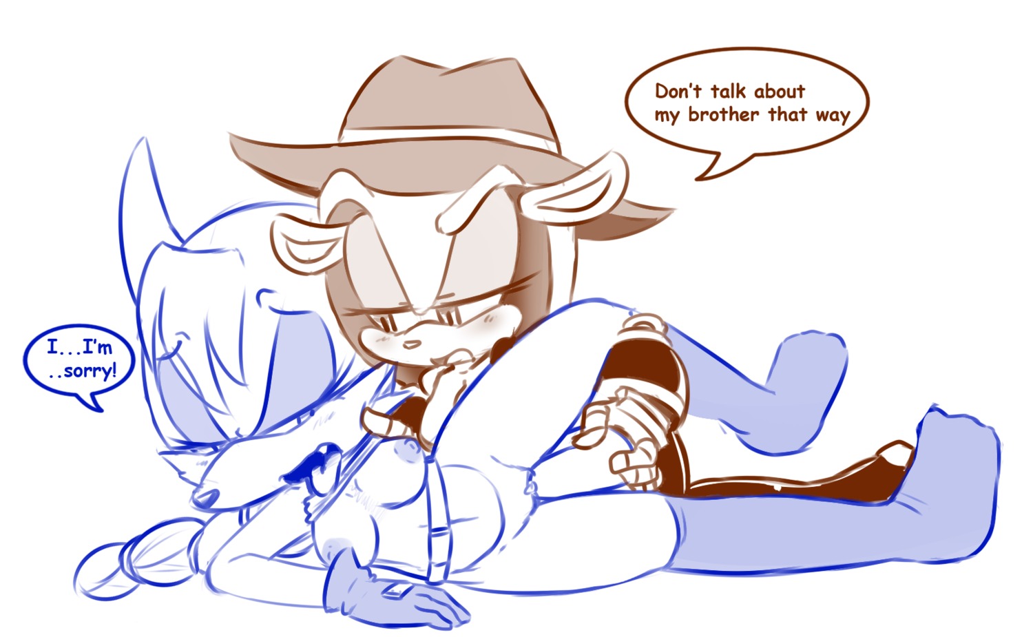 anthro archie_comics armadillo blush bottomless breasts clothed clothing dialogue digital_media_(artwork) dildo dominant dominant_anthro dominant_female duo e621 english_text female female/female genitals gloves half-closed_eyes handwear hat headgear headwear hi_res holding_object holding_sex_toy mammal matilda_the_armadillo monochrome mustelid musteline narrowed_eyes nicolette_the_weasel nipples penetration questionable_consent raised_clothing raised_leg raised_shirt raised_topwear sega sex sex_toy shirt simple_background sonic_the_hedgehog_(archie) sonic_the_hedgehog_(comics) sonic_the_hedgehog_(series) spread_legs spreading submissive submissive_anthro submissive_female tenshigarden text tongue tongue_out topwear toying_partner true_musteline vaginal vaginal_penetration vulva weasel xenarthran