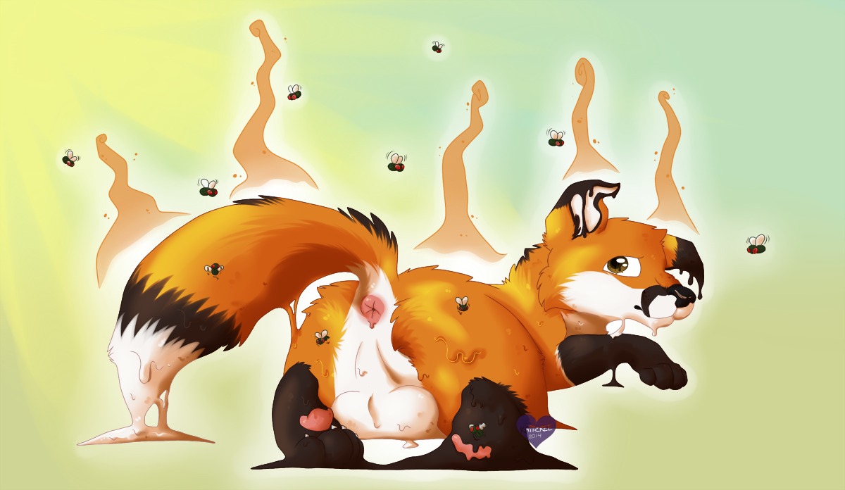 ambient_arthropod ambient_fly ambient_insect anus arthropod backsack balls butt canid canine e621 feet feral fly_(animal) fox genitals hindpaw insect kaiizree looking_back male mammal melting nude paws red_fox smelly solo true_fox